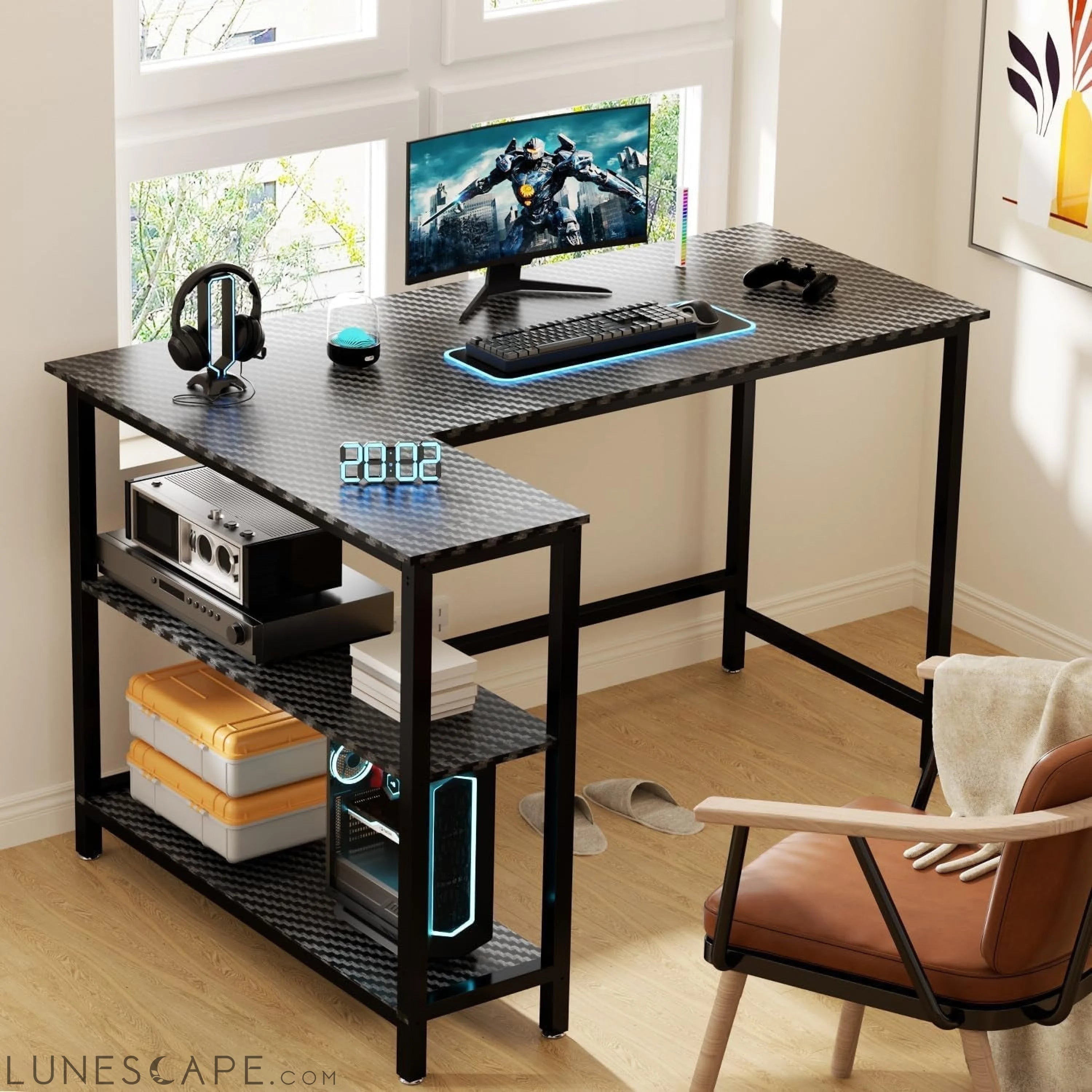 L Shaped Desk - 43 Inch Gaming Desk, Computer Corner Desk, Home Office LUNESCAPE
