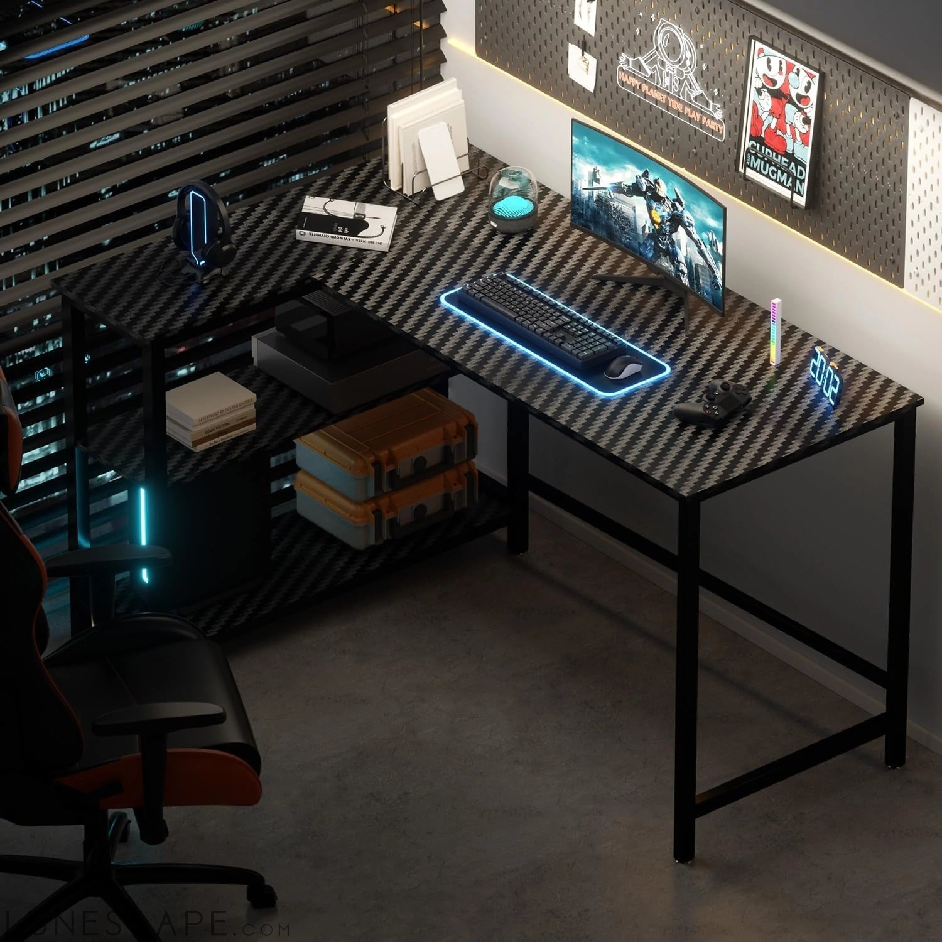 L Shaped Desk - 43 Inch Gaming Desk, Computer Corner Desk, Home Office LUNESCAPE