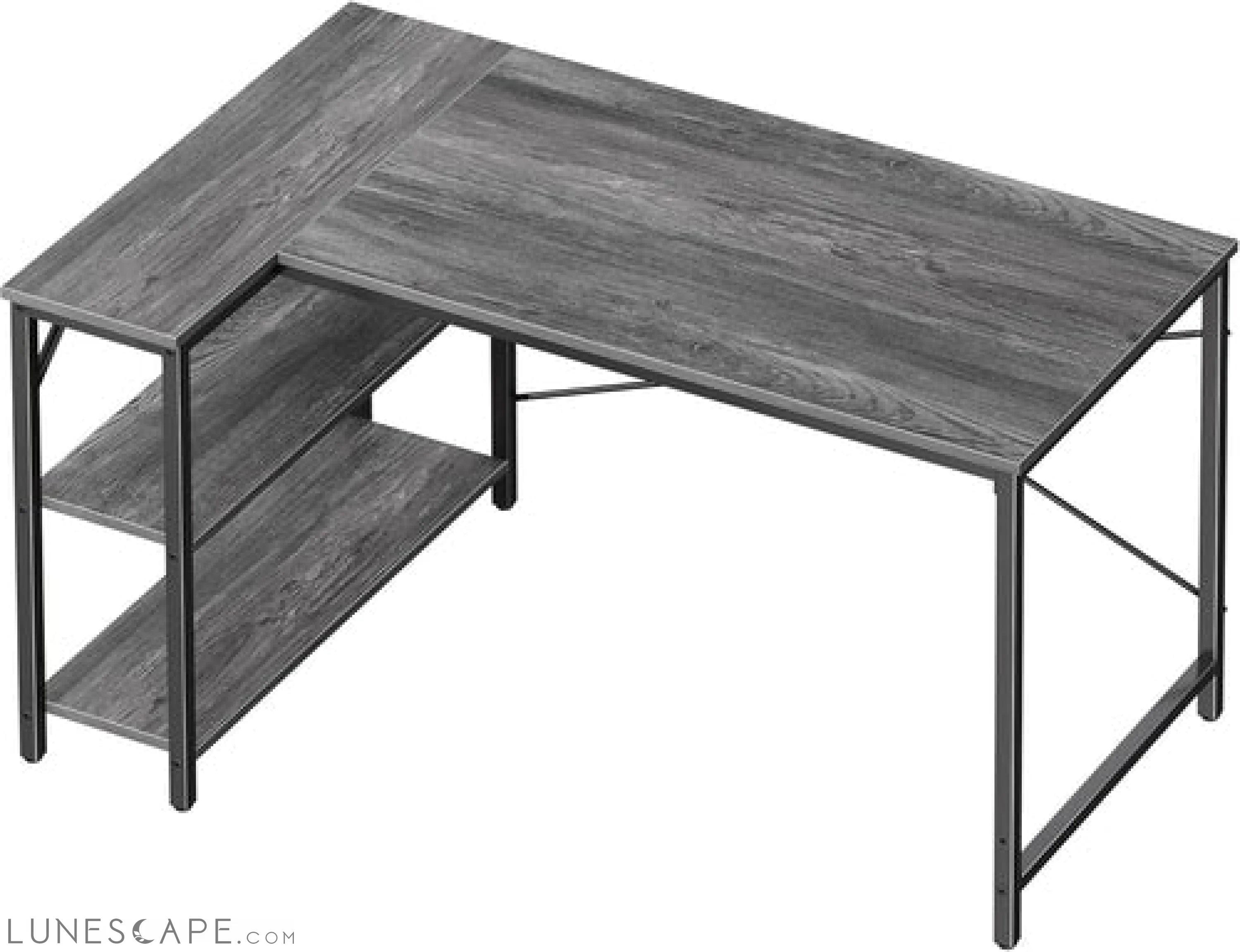 L Shaped Desk, 47 Inches Computer Desk with Reversible Storage LUNESCAPE