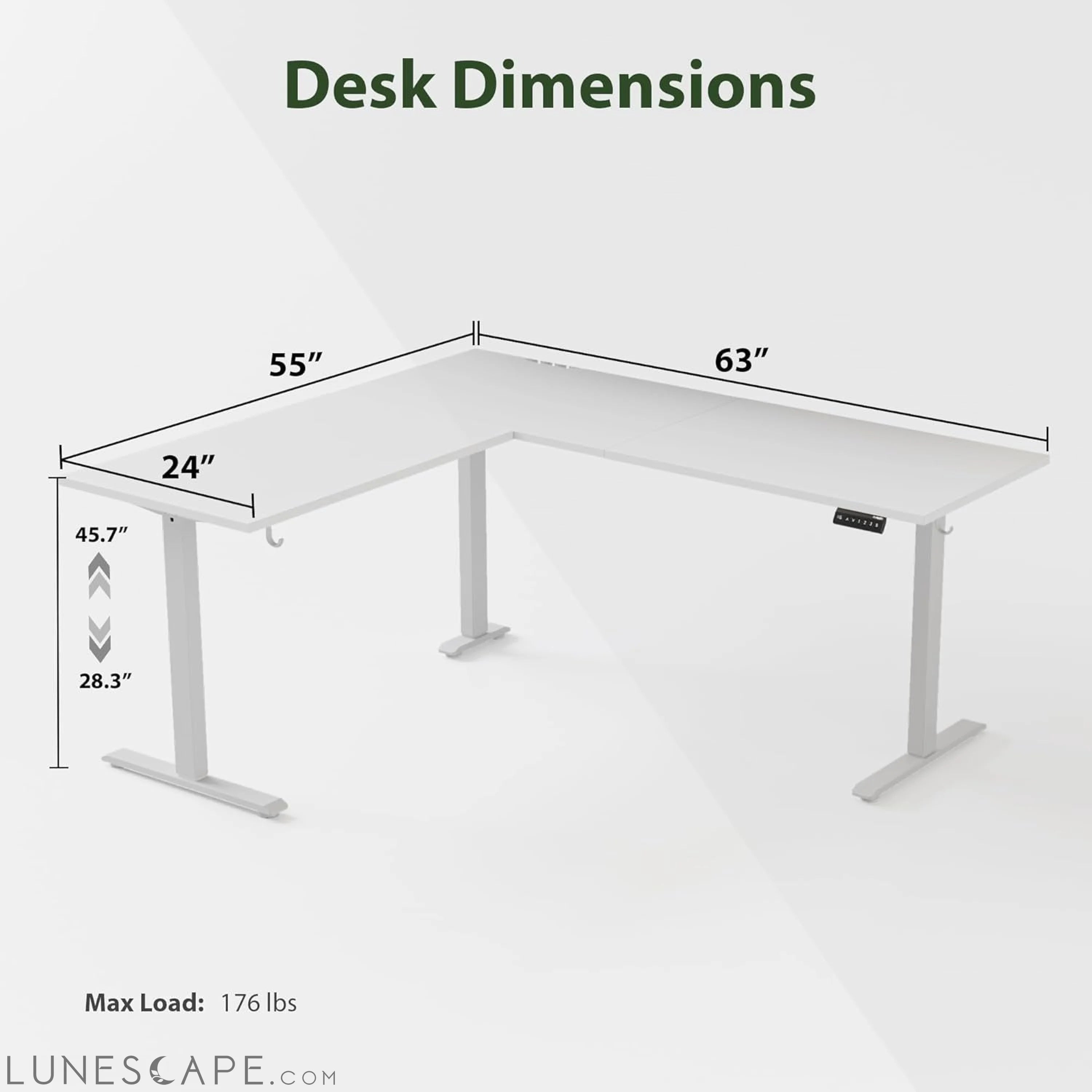 L Shaped Standing Desk Adjustable Height, Electric Corner Standing LUNESCAPE