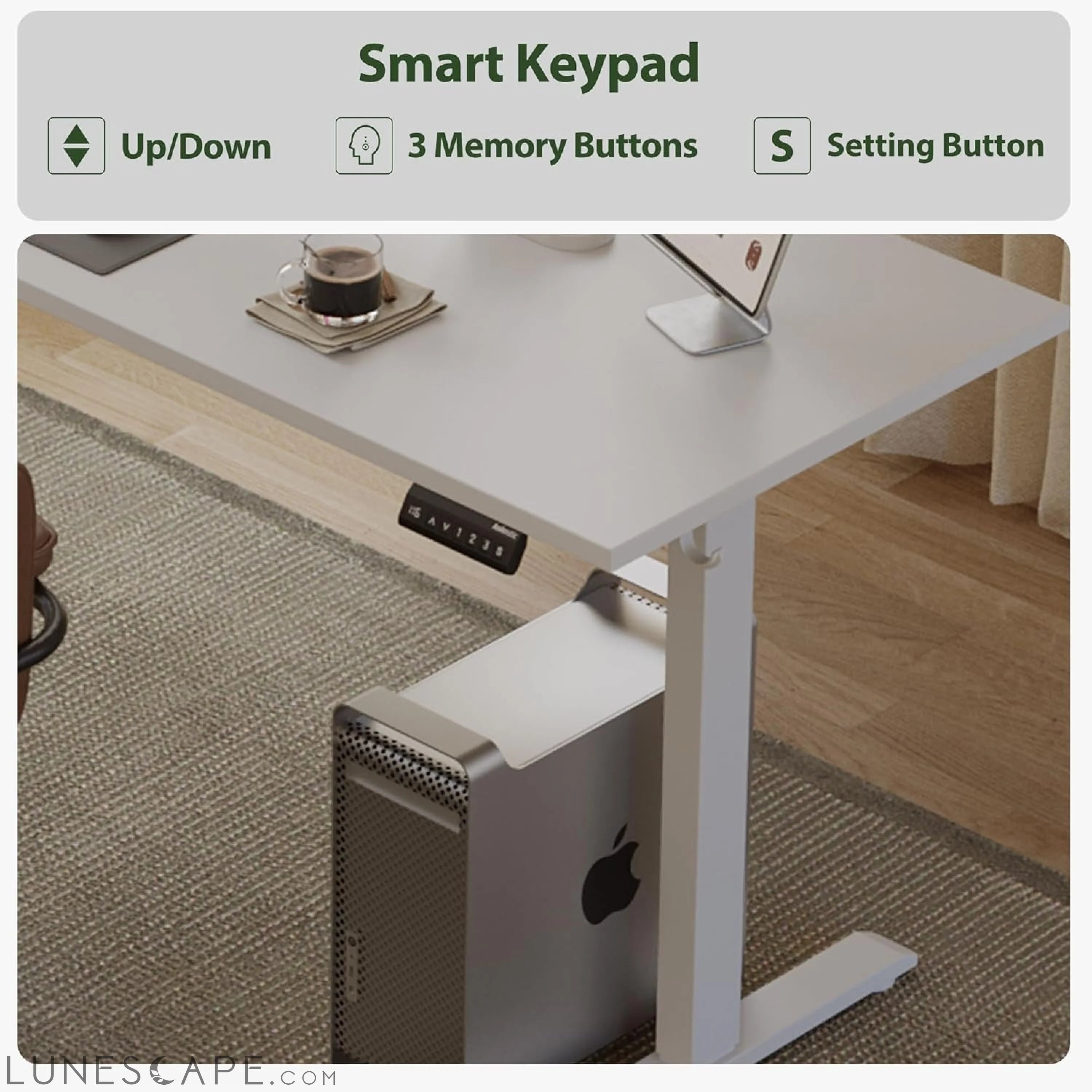 L Shaped Standing Desk Adjustable Height, Electric Corner Standing LUNESCAPE