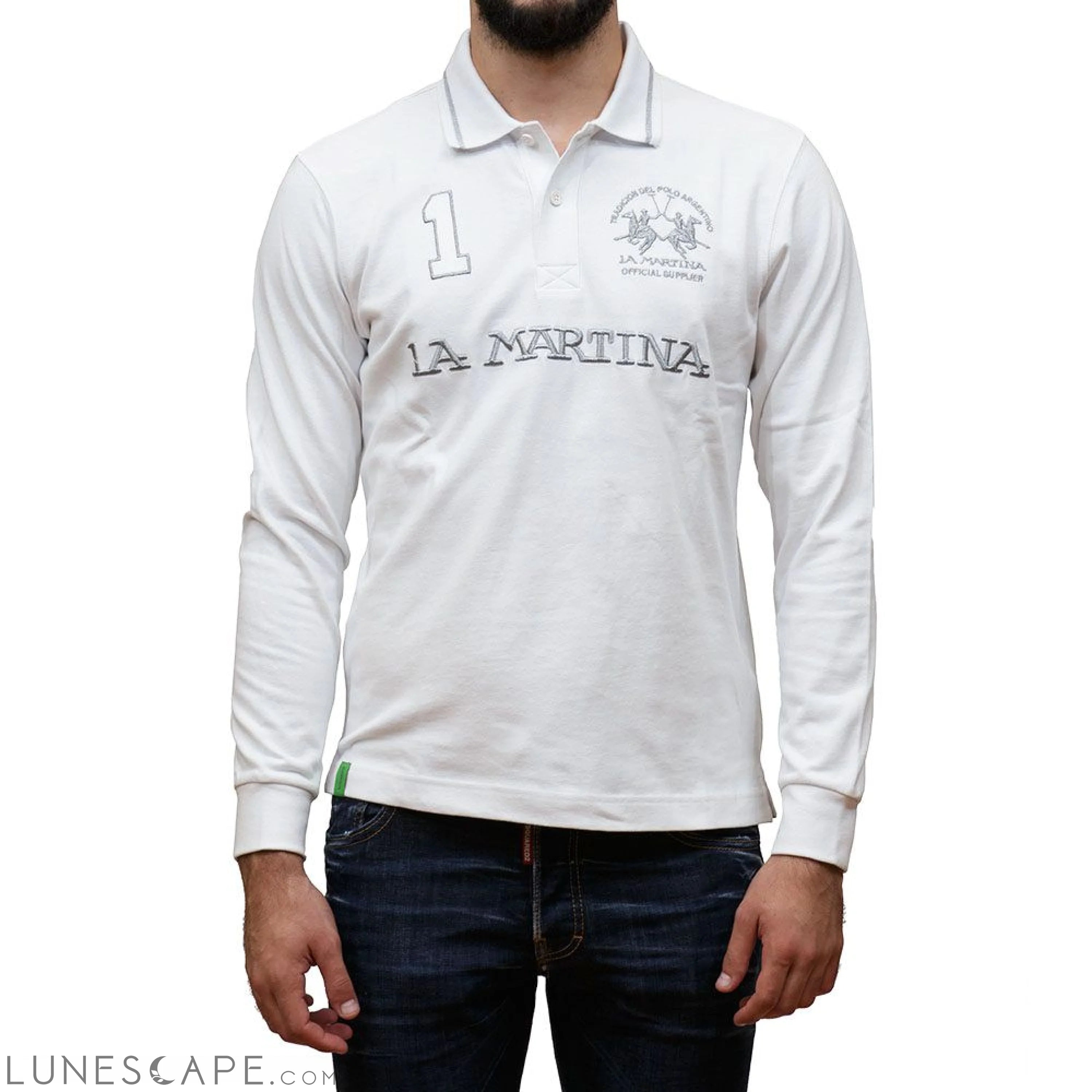 La Martina White Cotton Polo Shirt LUNESCAPE