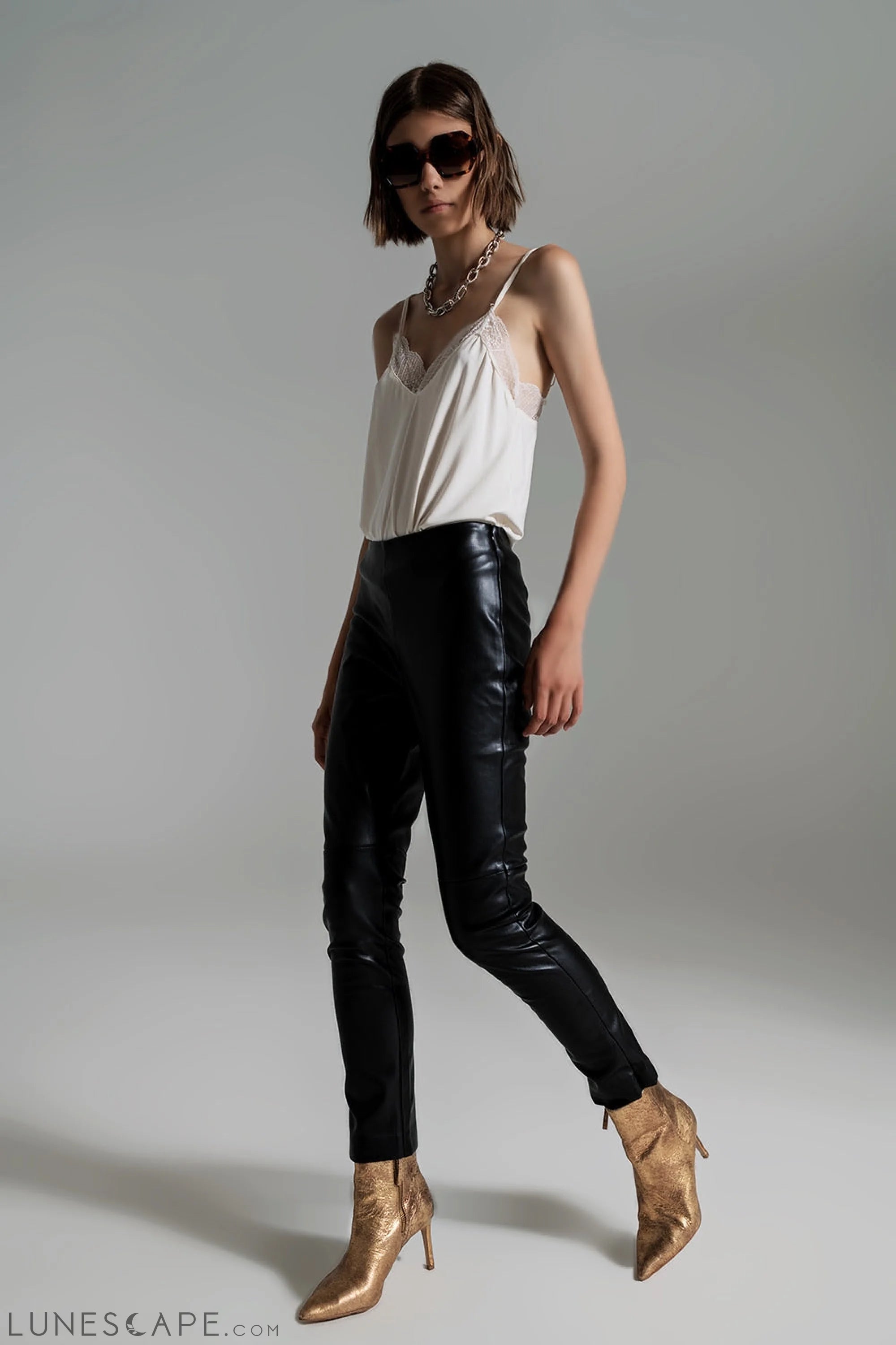 Lace Detail Cami Top in Cream LUNESCAPE