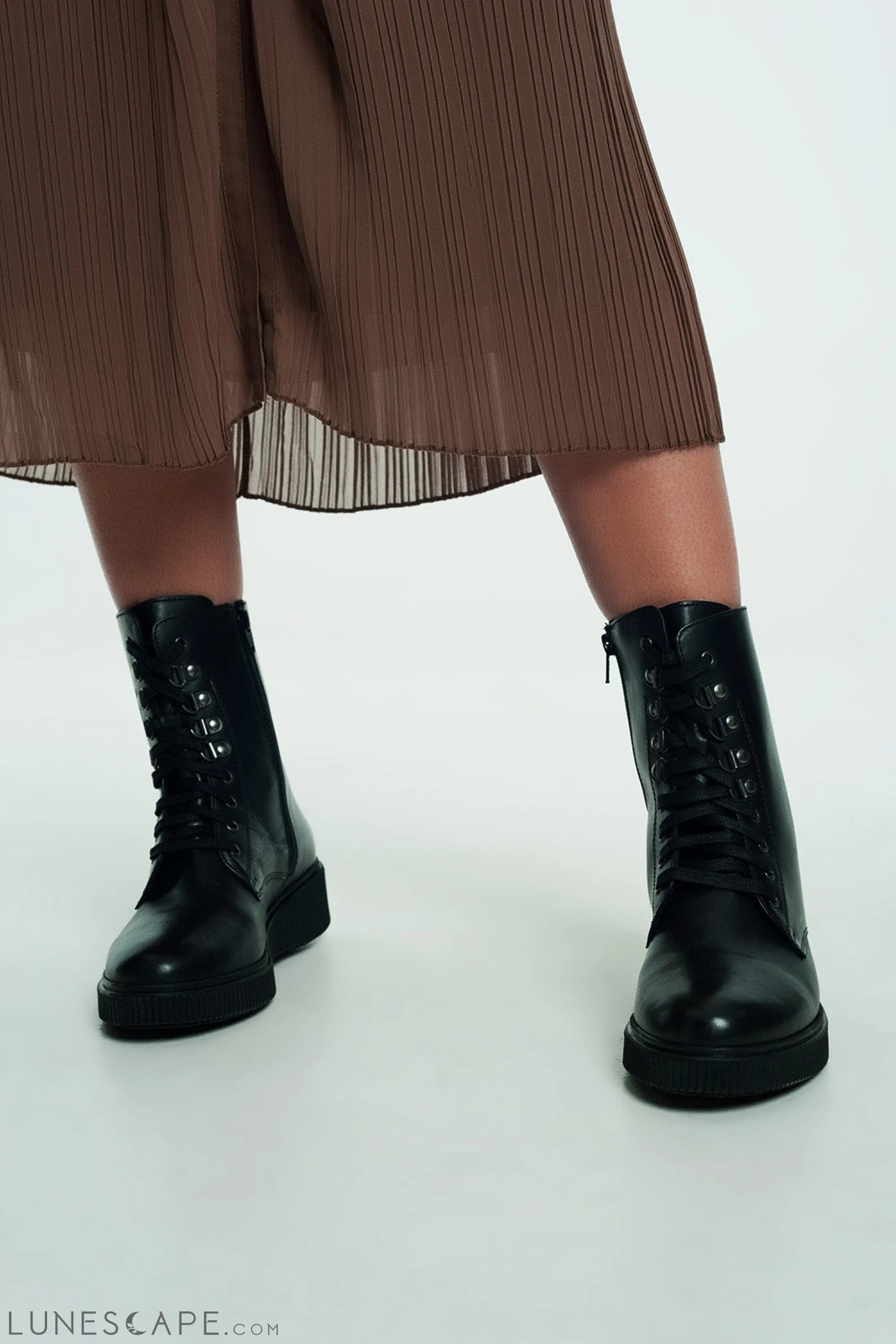 Lace Up Boot in Black LUNESCAPE
