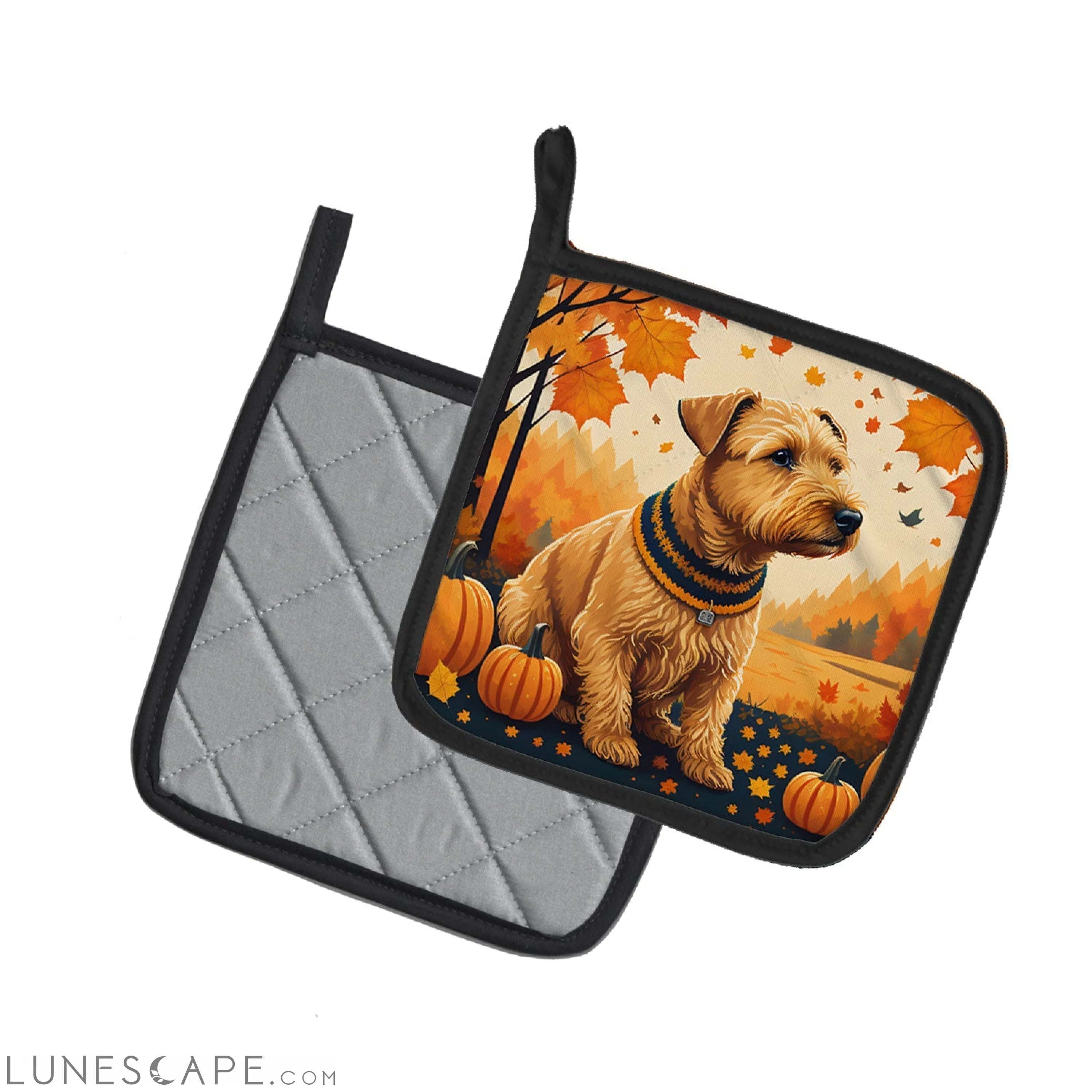 Lakeland Terrier Fall Pair of Pot Holders LUNESCAPE