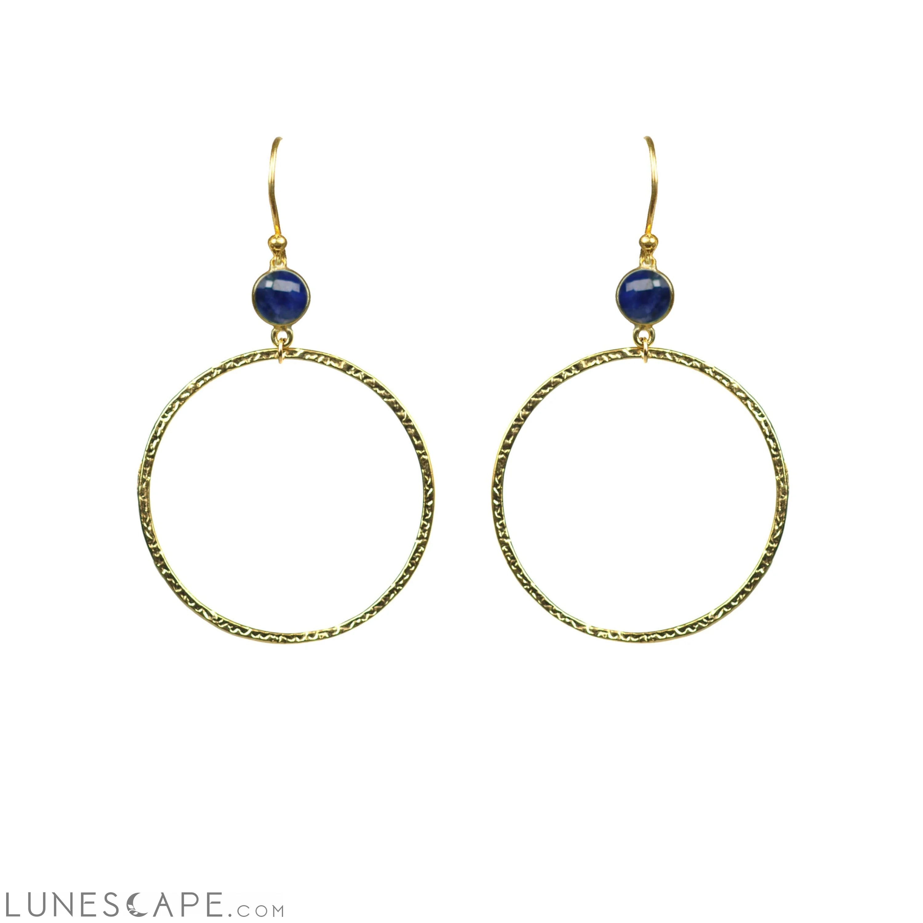 Lapis Lazuli Bezel Circle Earrings LUNESCAPE