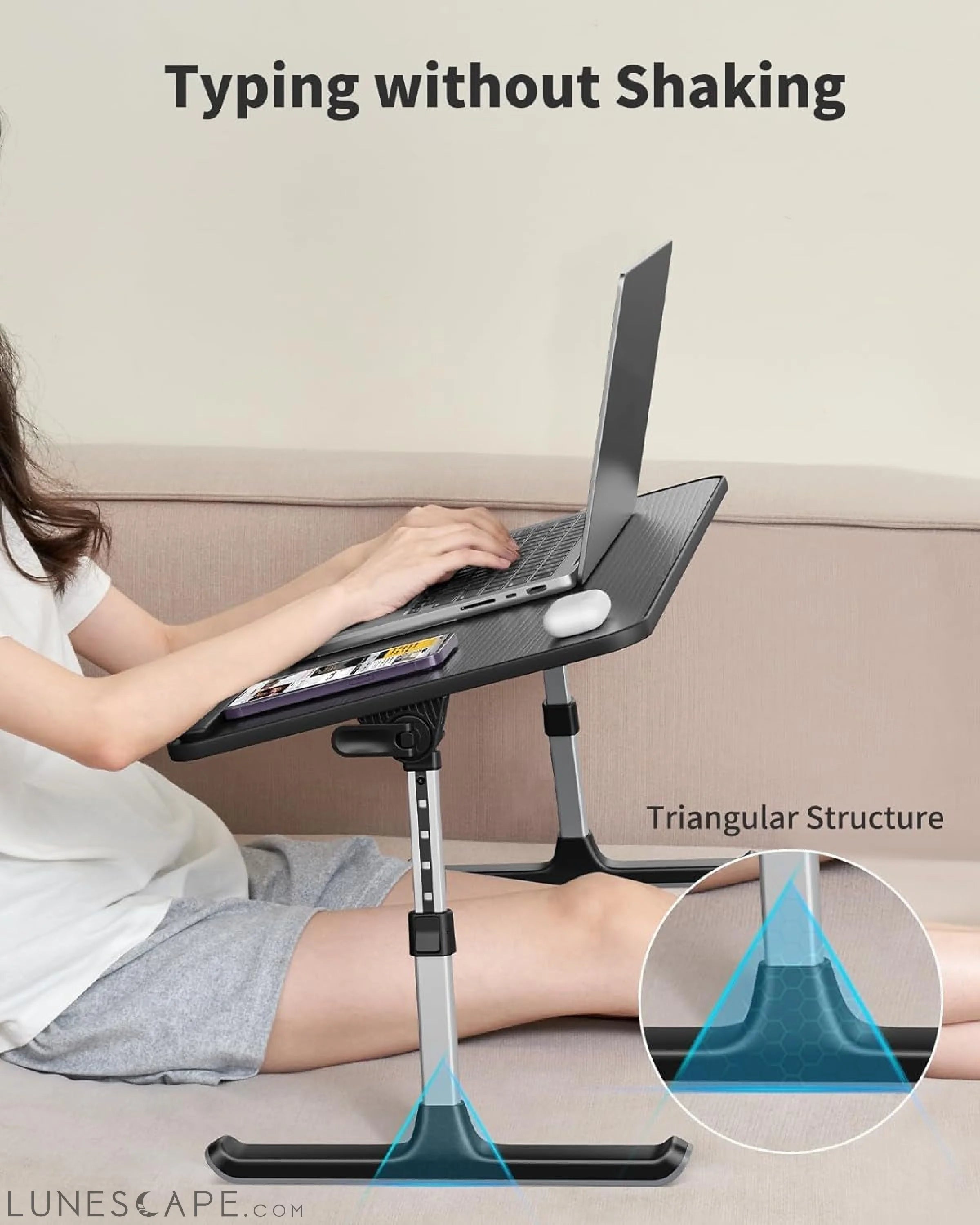 Laptop Desk for Bed,  Height & Angle Adjustable Laptop Stand for Bed, LUNESCAPE