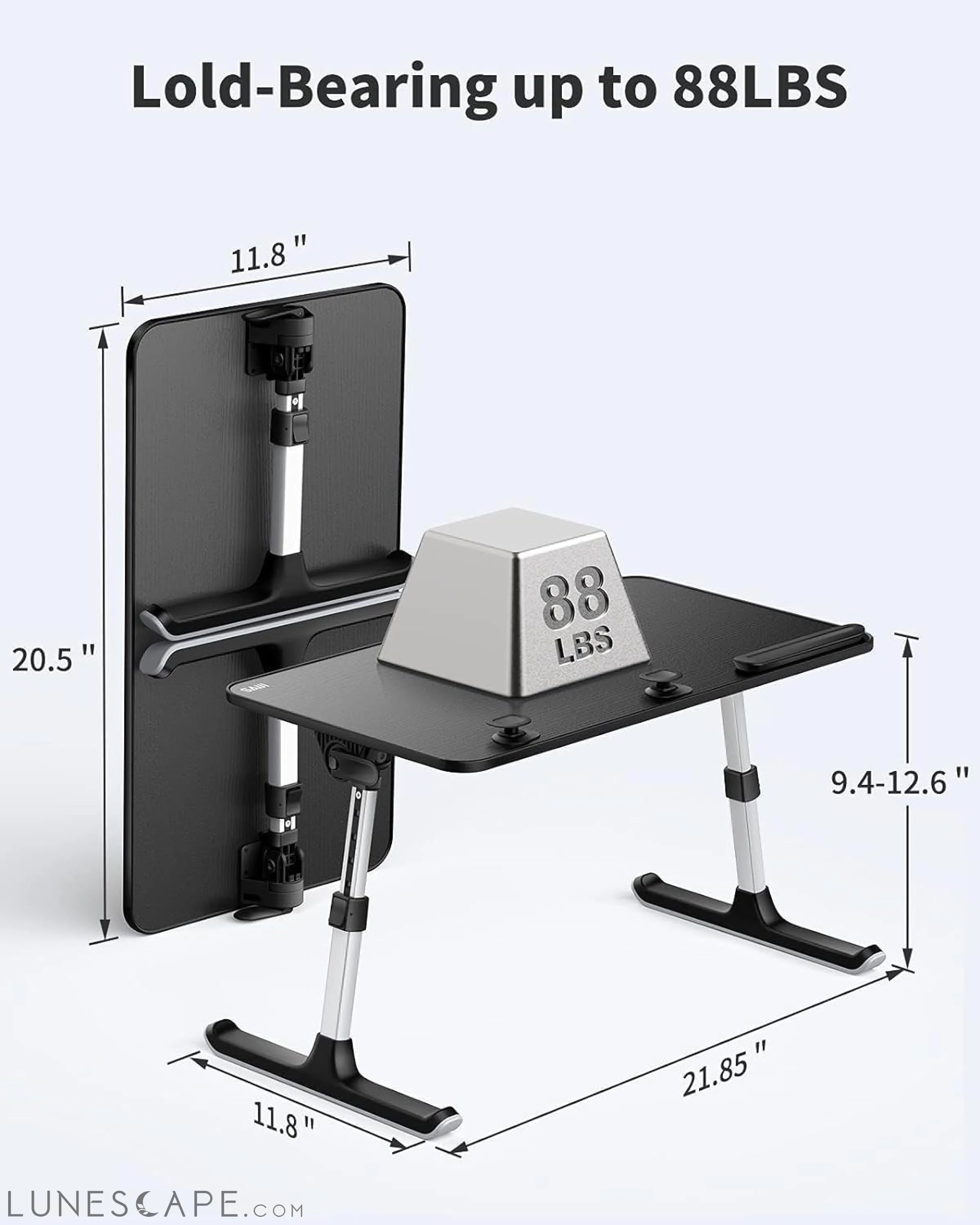 Laptop Desk for Bed,  Height & Angle Adjustable Laptop Stand for Bed, LUNESCAPE