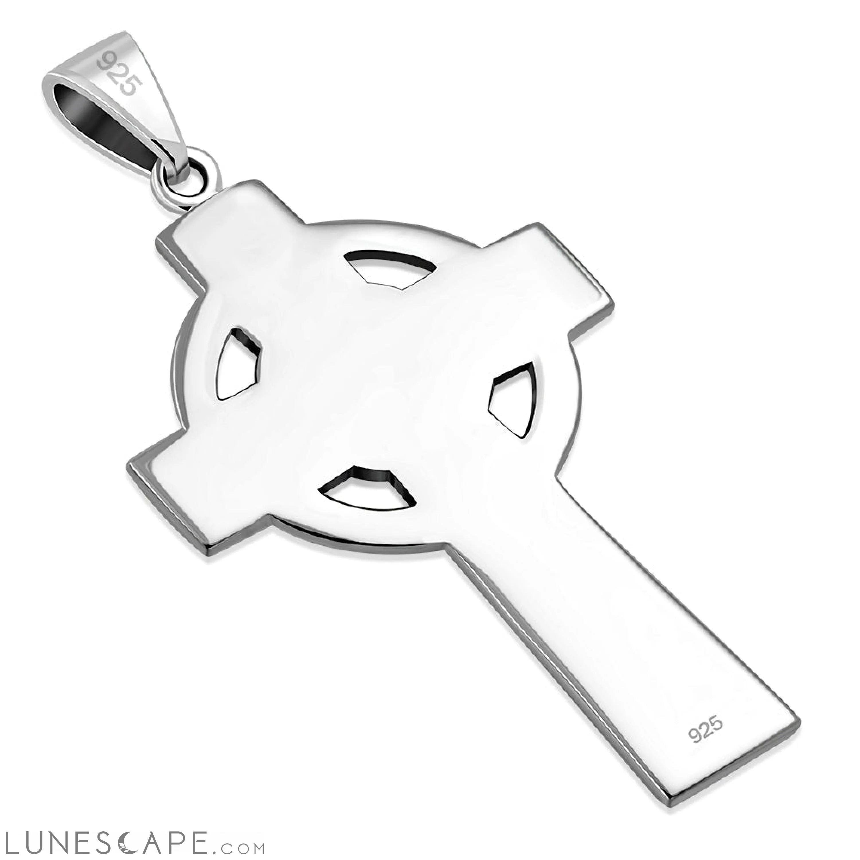 Large Celtic Cross Silver Pendant LUNESCAPE