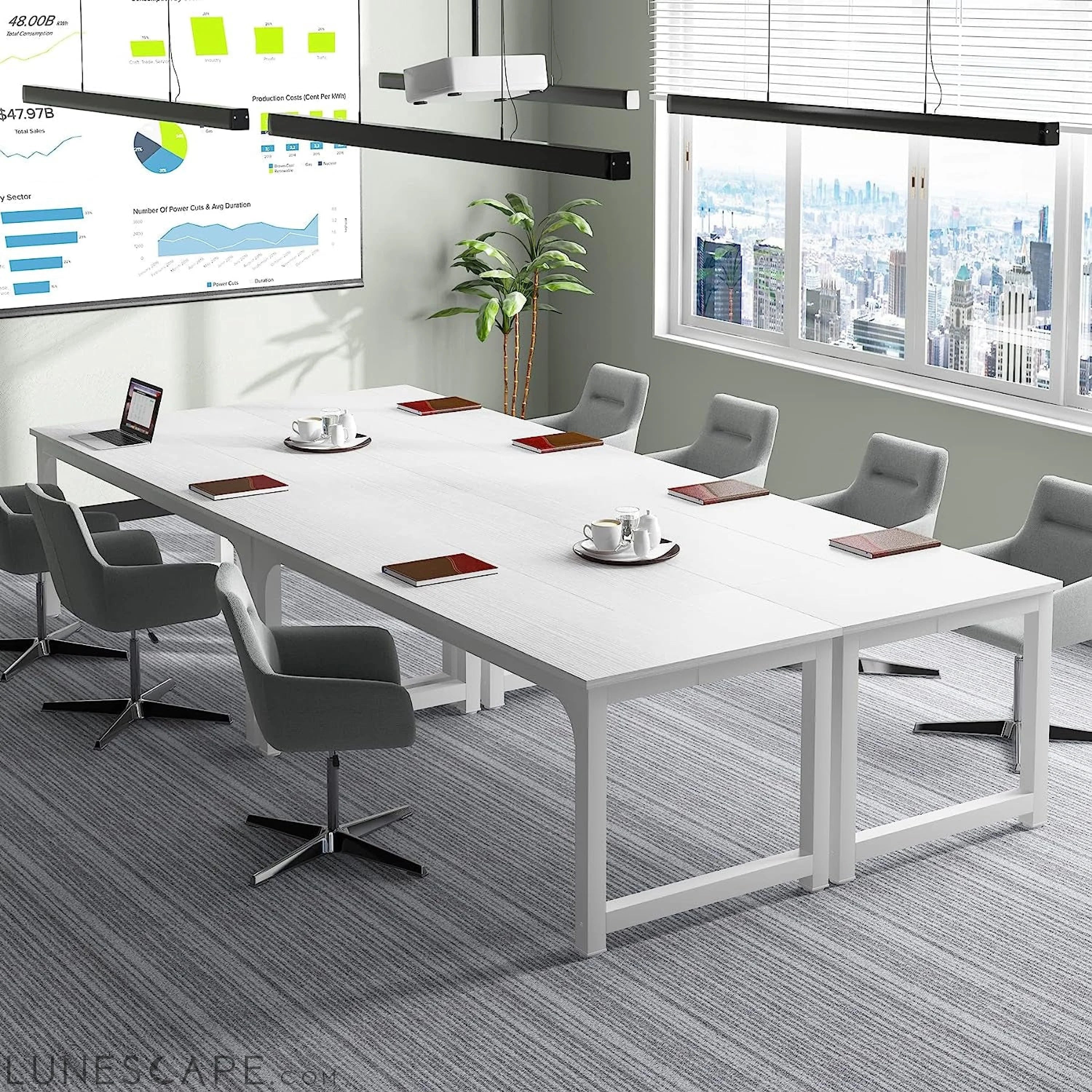 Large Executive White Office Computer Desk LUNESCAPE