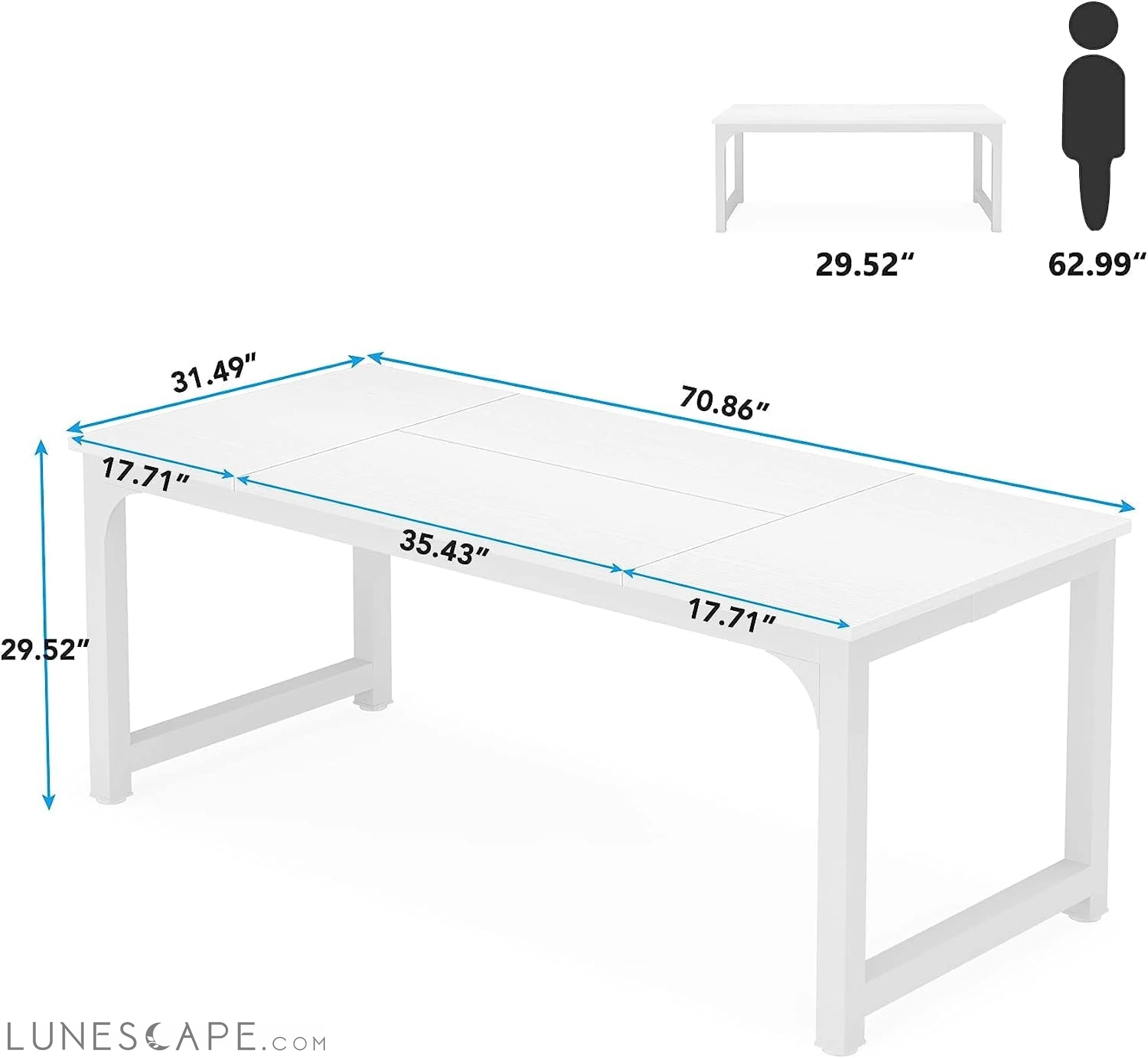 Large Executive White Office Computer Desk LUNESCAPE