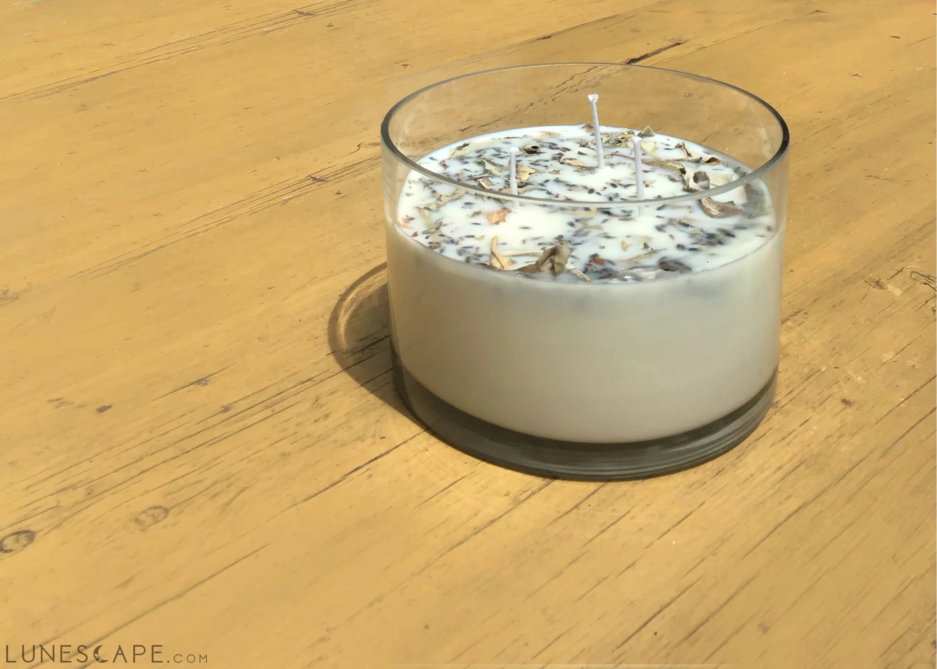 Lavender + White Sage Aromatherapy 3 Wick Large Soy Wax Candle LUNESCAPE