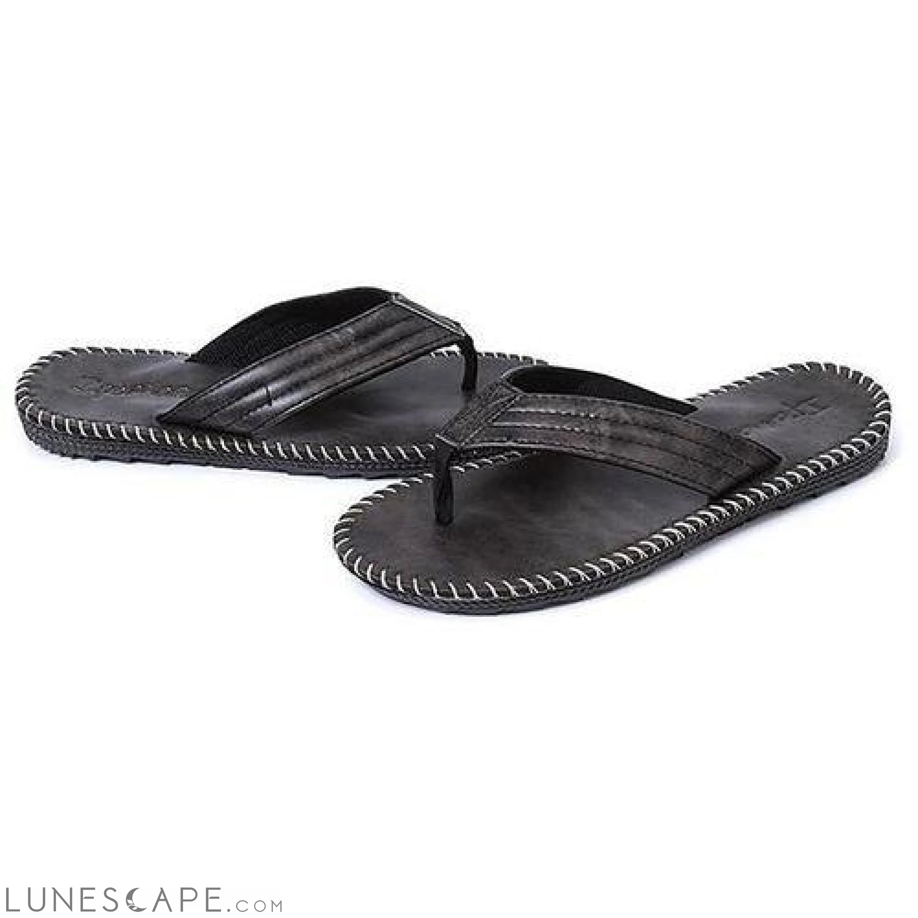 Leather Flip-Flops - Black LUNESCAPE