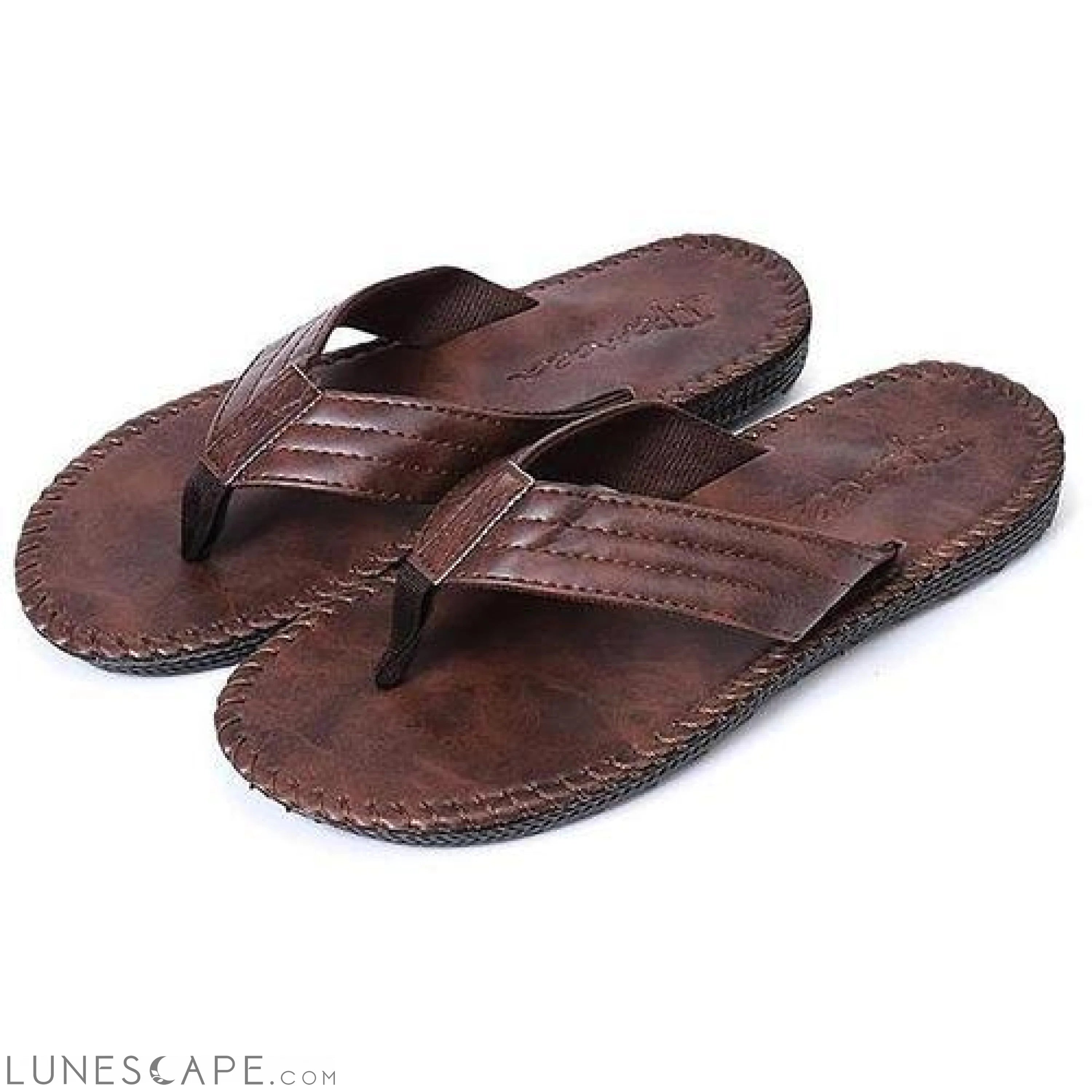 Leather Flip-Flops - Black LUNESCAPE