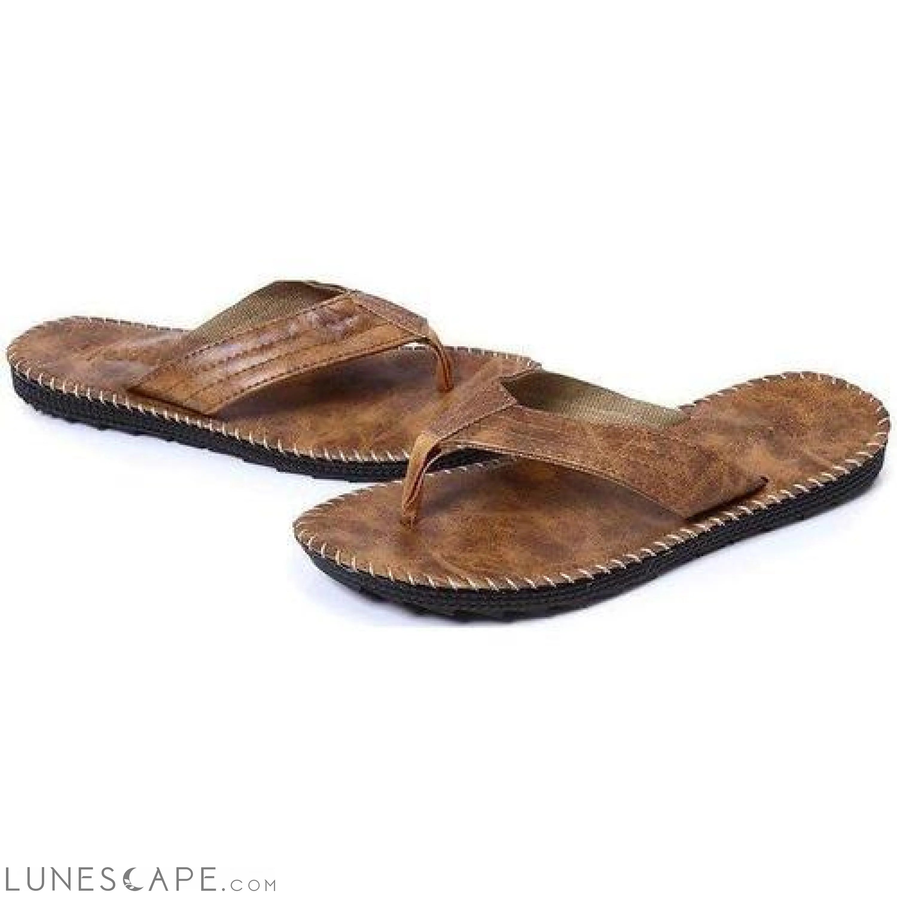 Leather Flip-Flops - Black LUNESCAPE