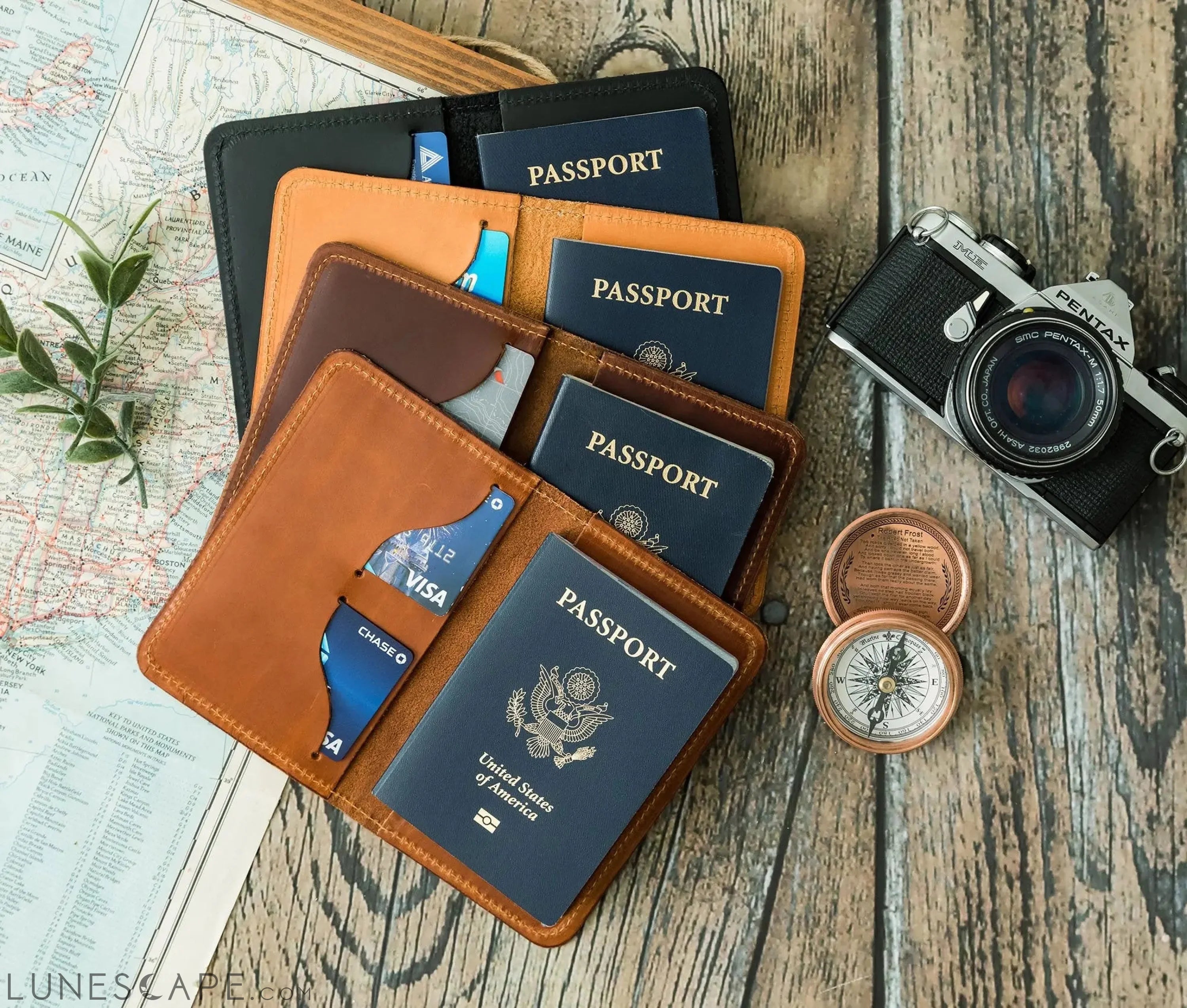 Leather Passport Cover LUNESCAPE