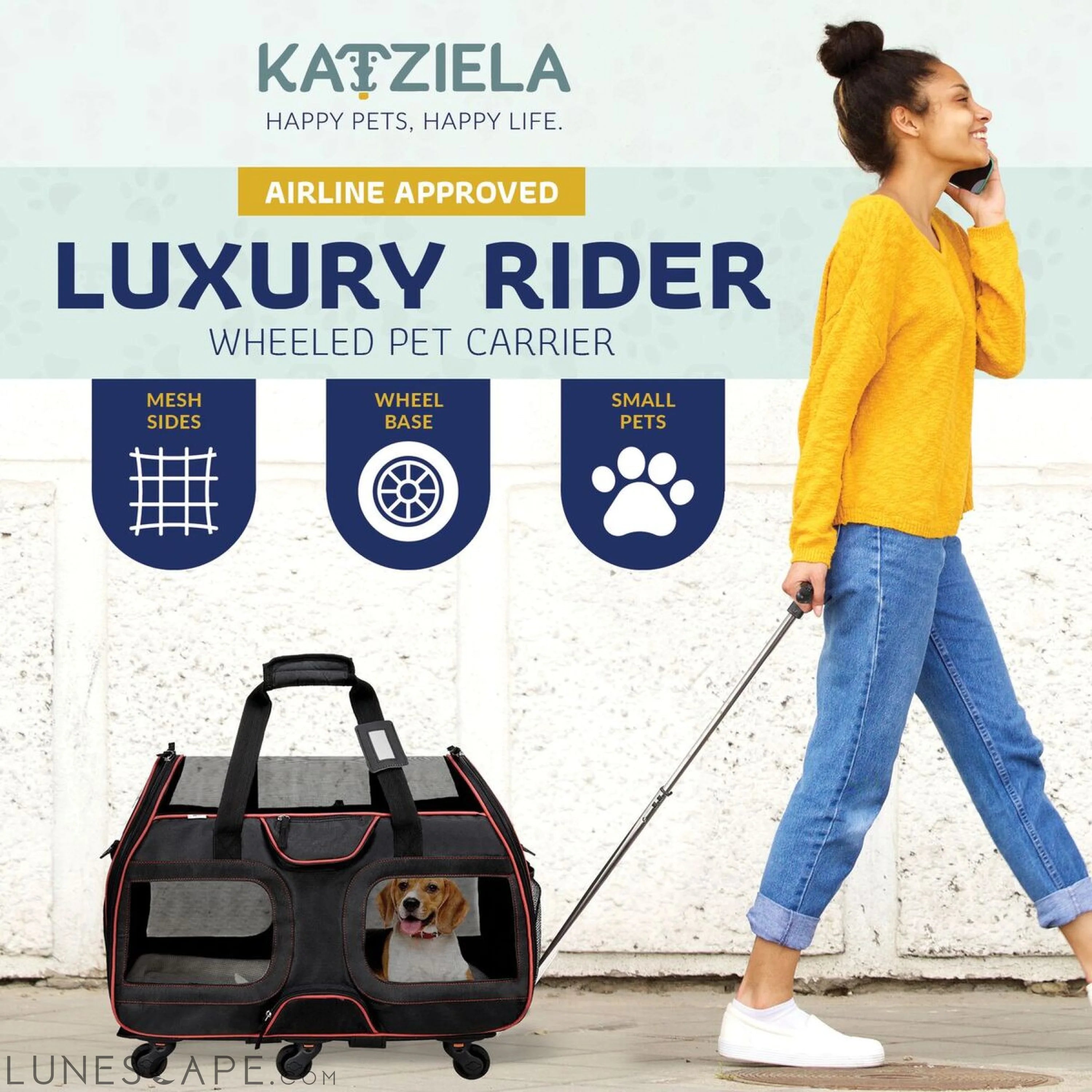 Legacy Luxury Rider Wheeled Pet Carrier - TSA / Airline Approved LUNESCAPE