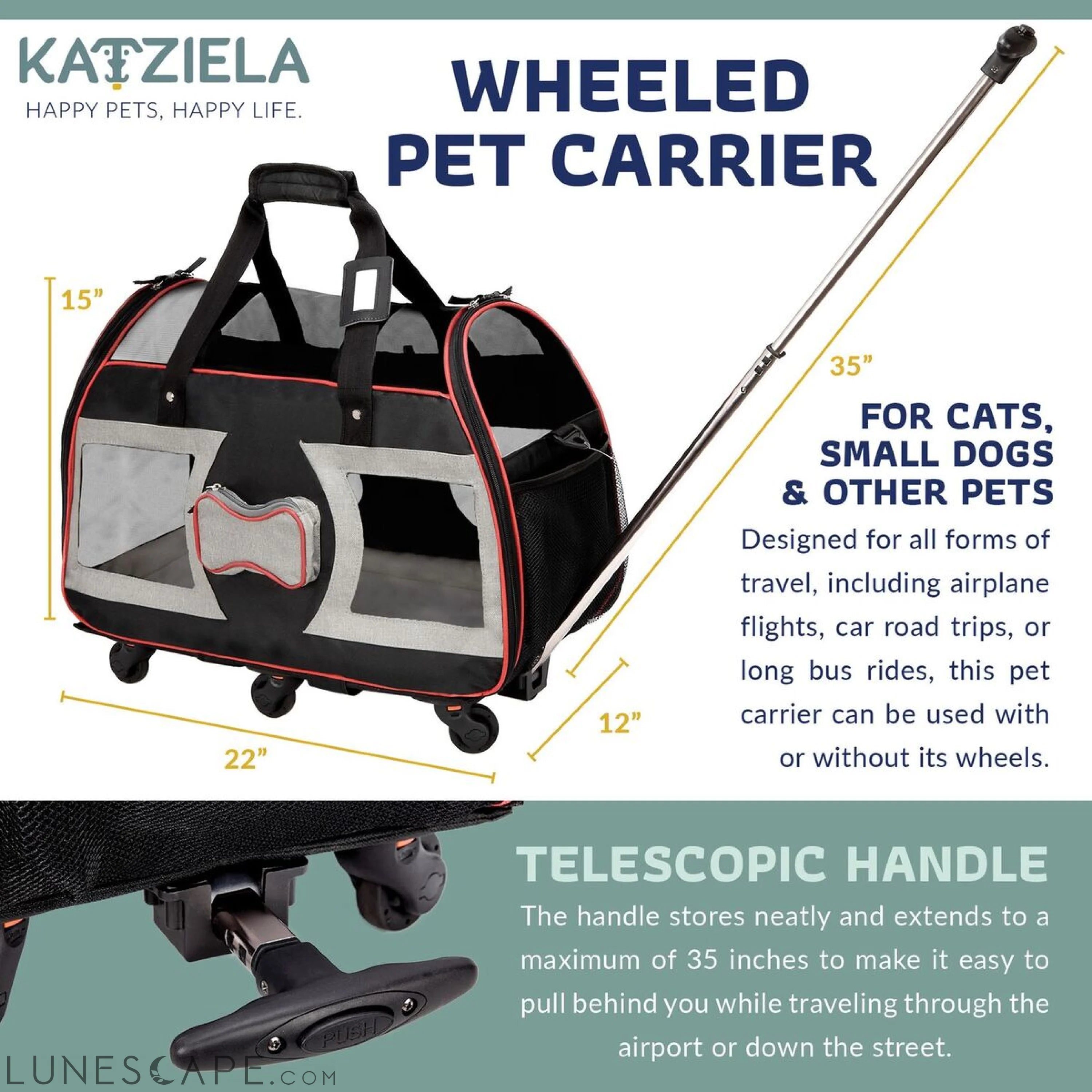 Legacy Luxury Rider Wheeled Pet Carrier - TSA / Airline Approved LUNESCAPE