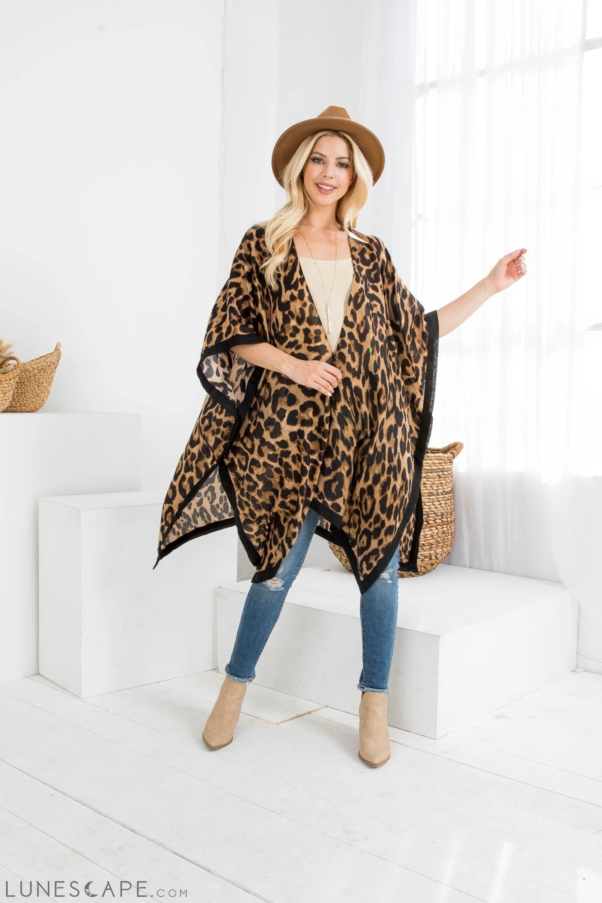 Leopard Open Front Kimono LUNESCAPE