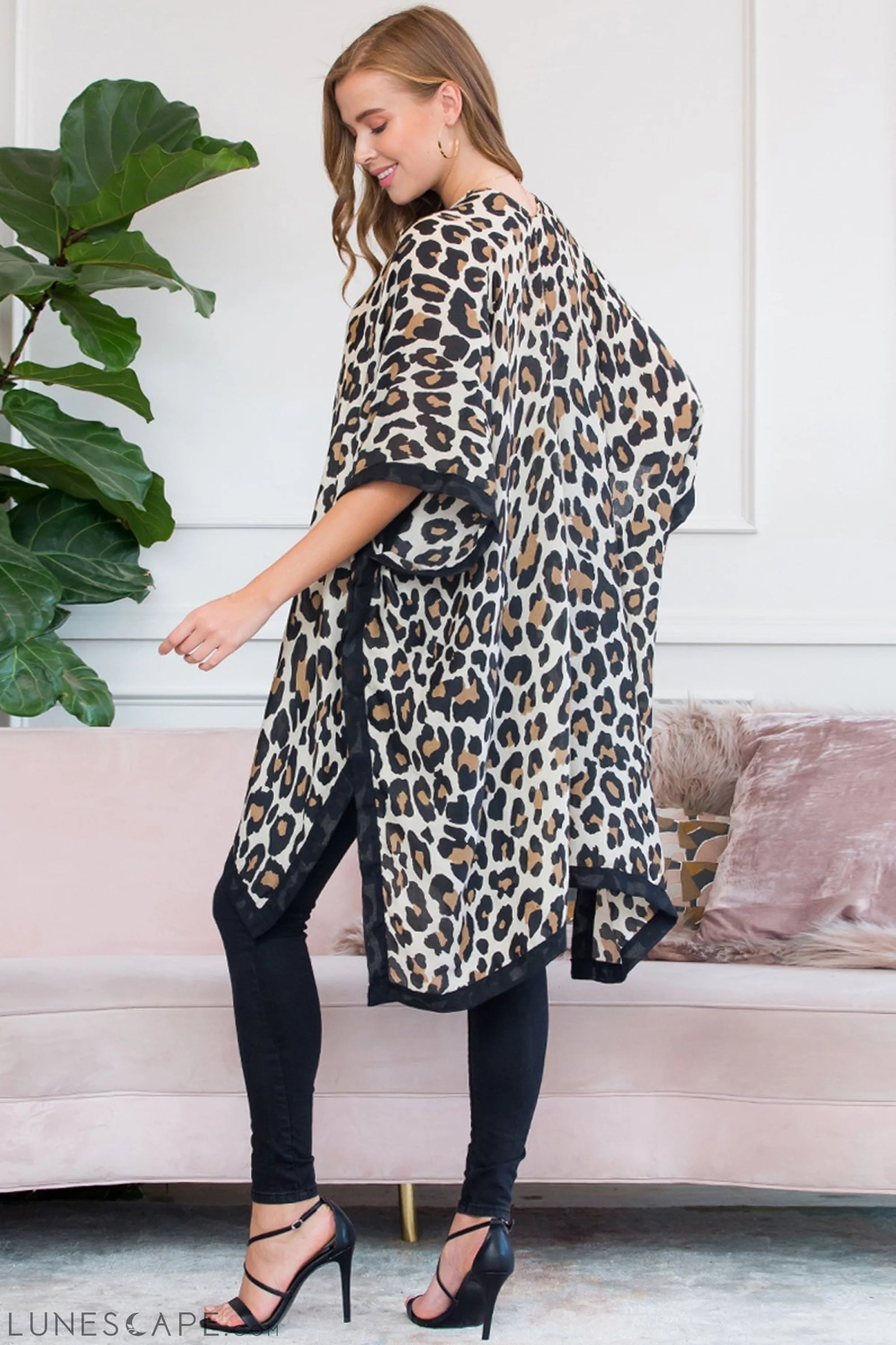 Leopard Open Front Kimono LUNESCAPE