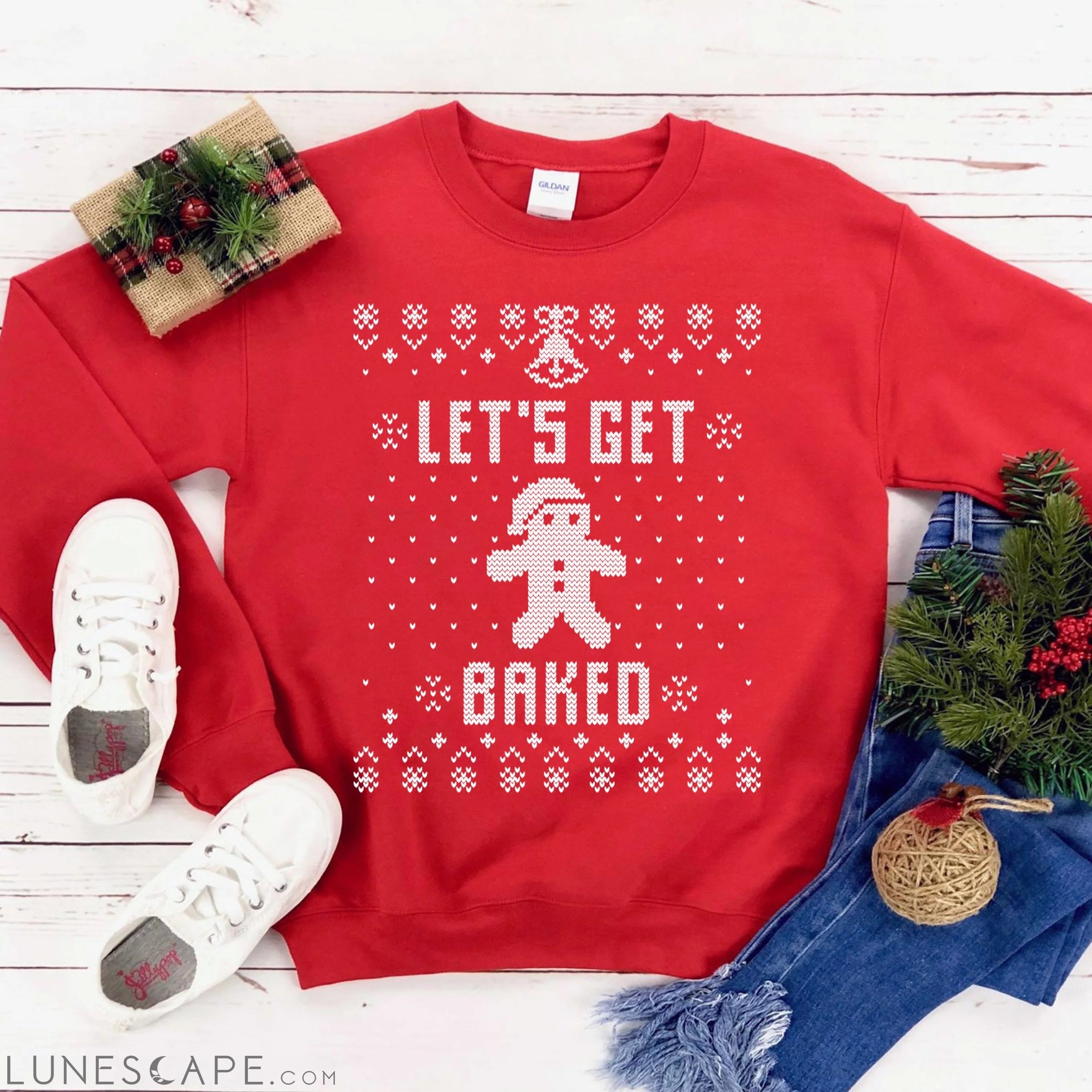 Let's Get Baked Christmas Sweatshirt LUNESCAPE