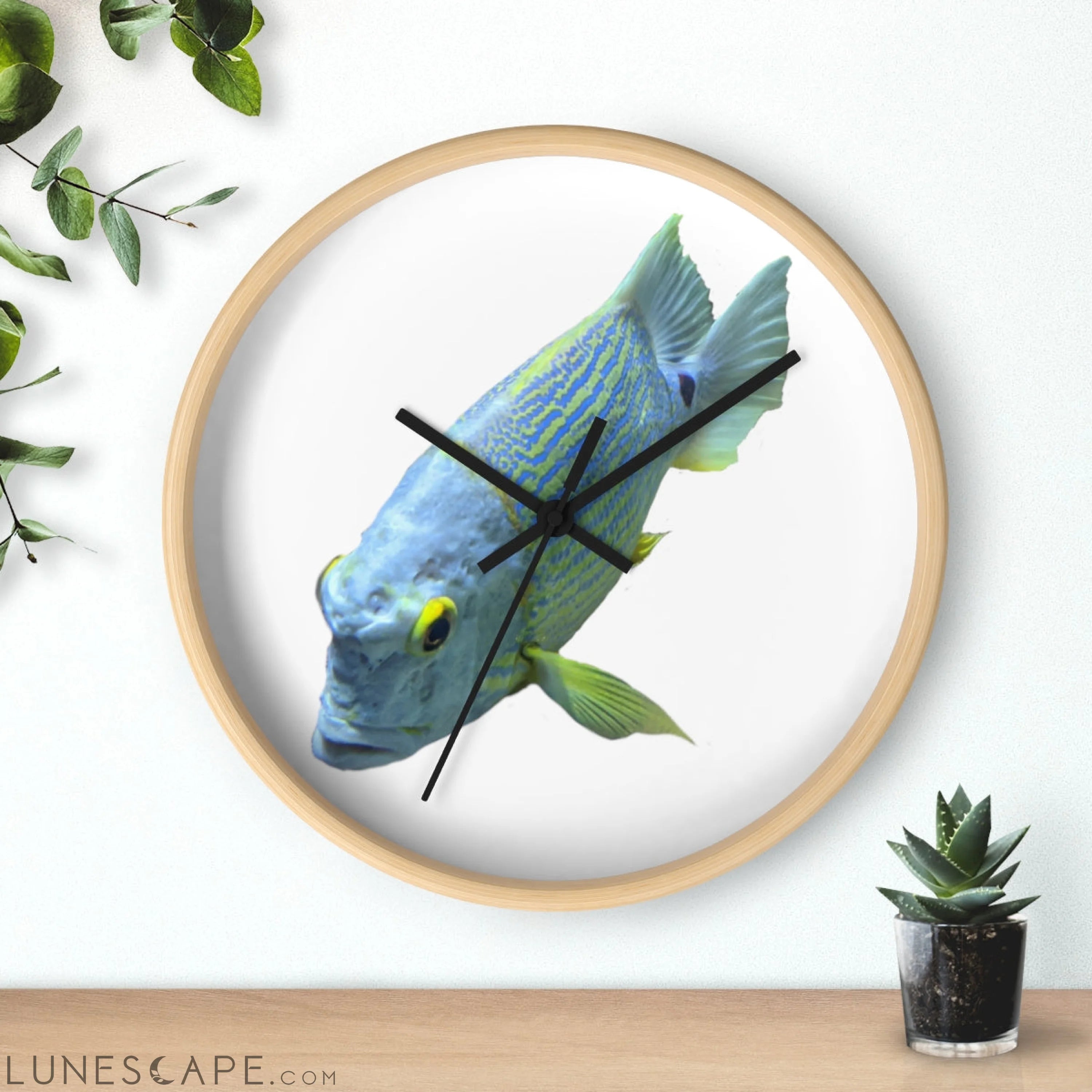 Light Blue Fish Wall clock LUNESCAPE
