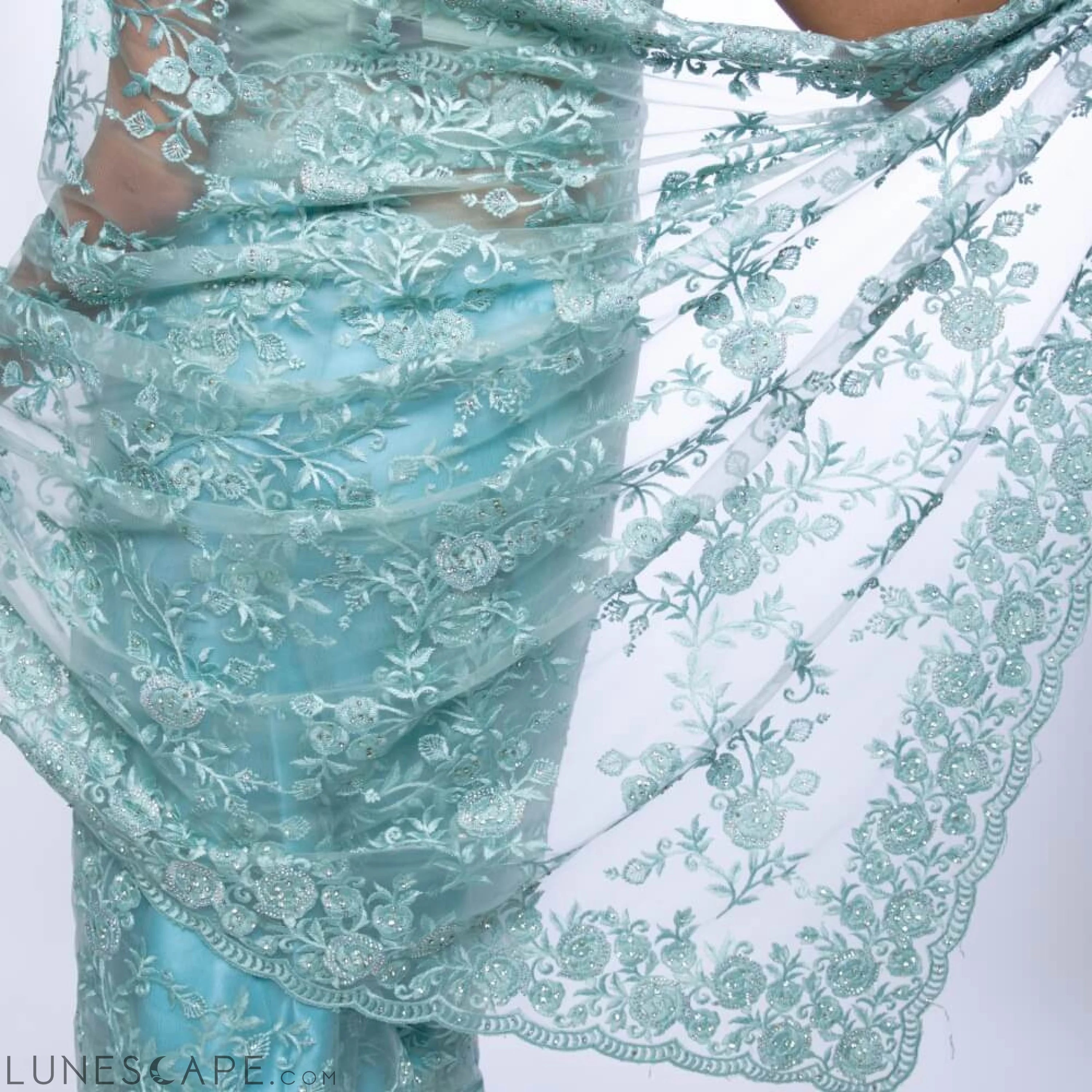 Lightweight Net Saree With Resham Embroidery LUNESCAPE