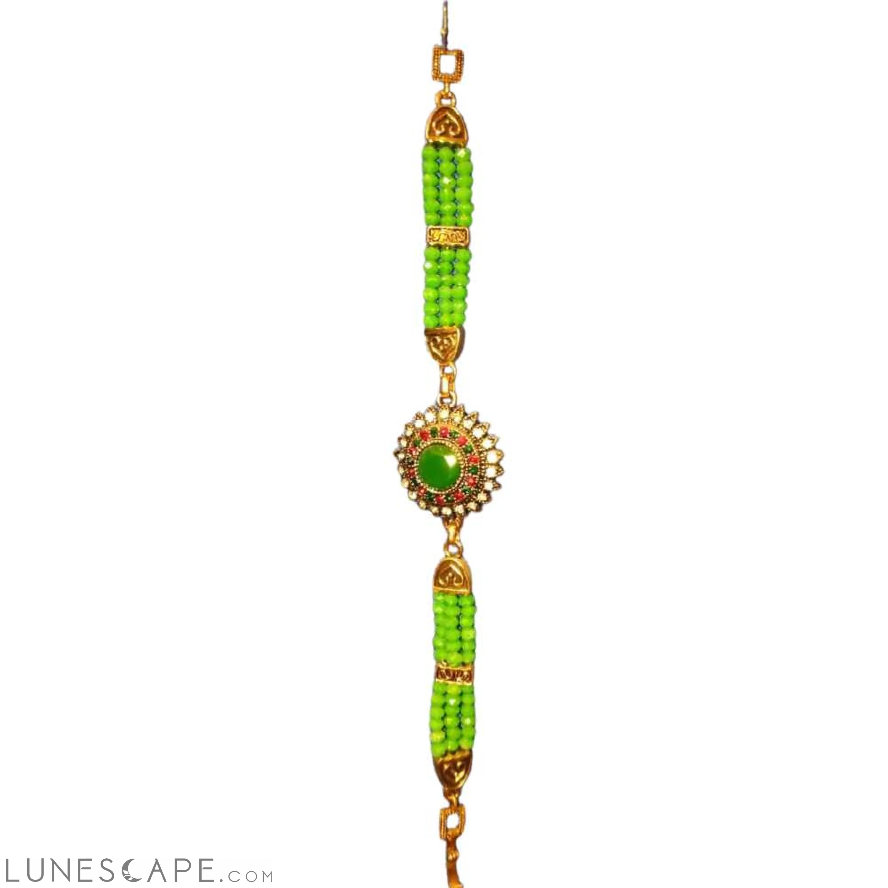 Lime Green Moroccan Beaded Bracelet LUNESCAPE