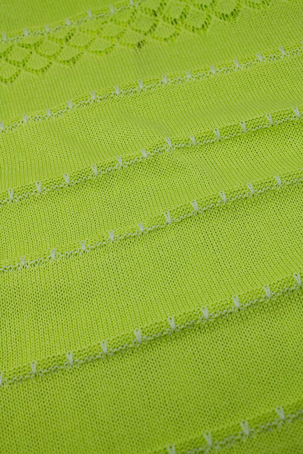 Lime Midi Sleeveless Dress With V-Neck and Crochet Design LUNESCAPE