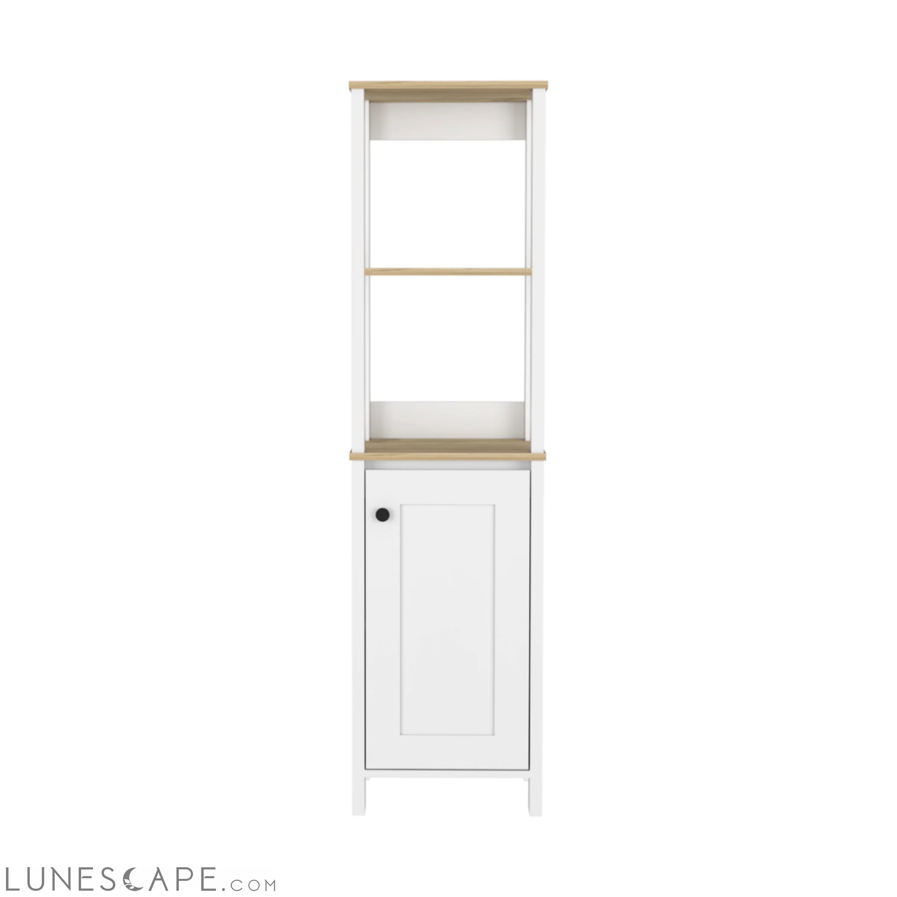 Linen Cabinet Jannes, Two Open Shelves, Single Door, Light Oak / White LUNESCAPE