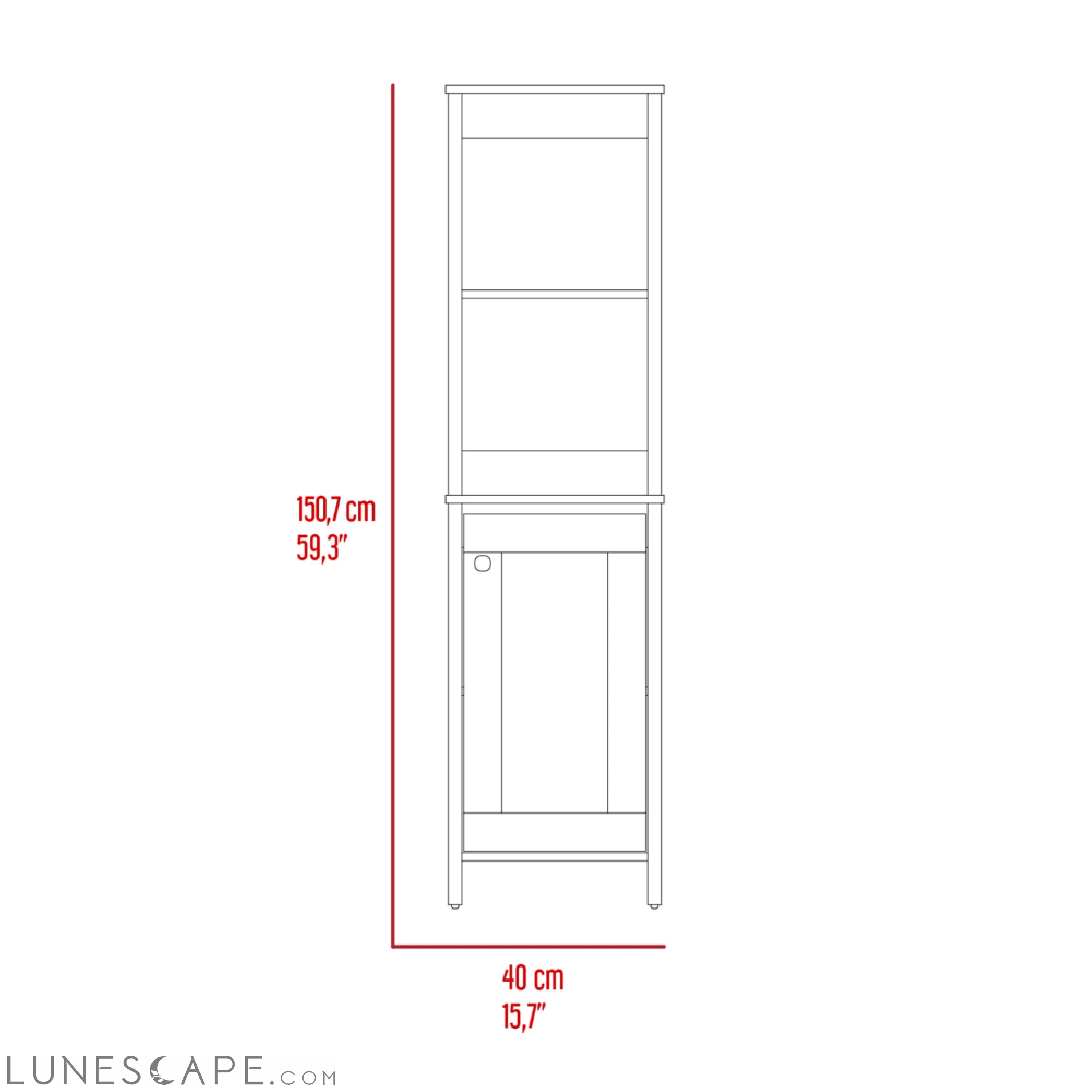 Linen Cabinet Jannes, Two Open Shelves, Single Door, Light Oak / White LUNESCAPE