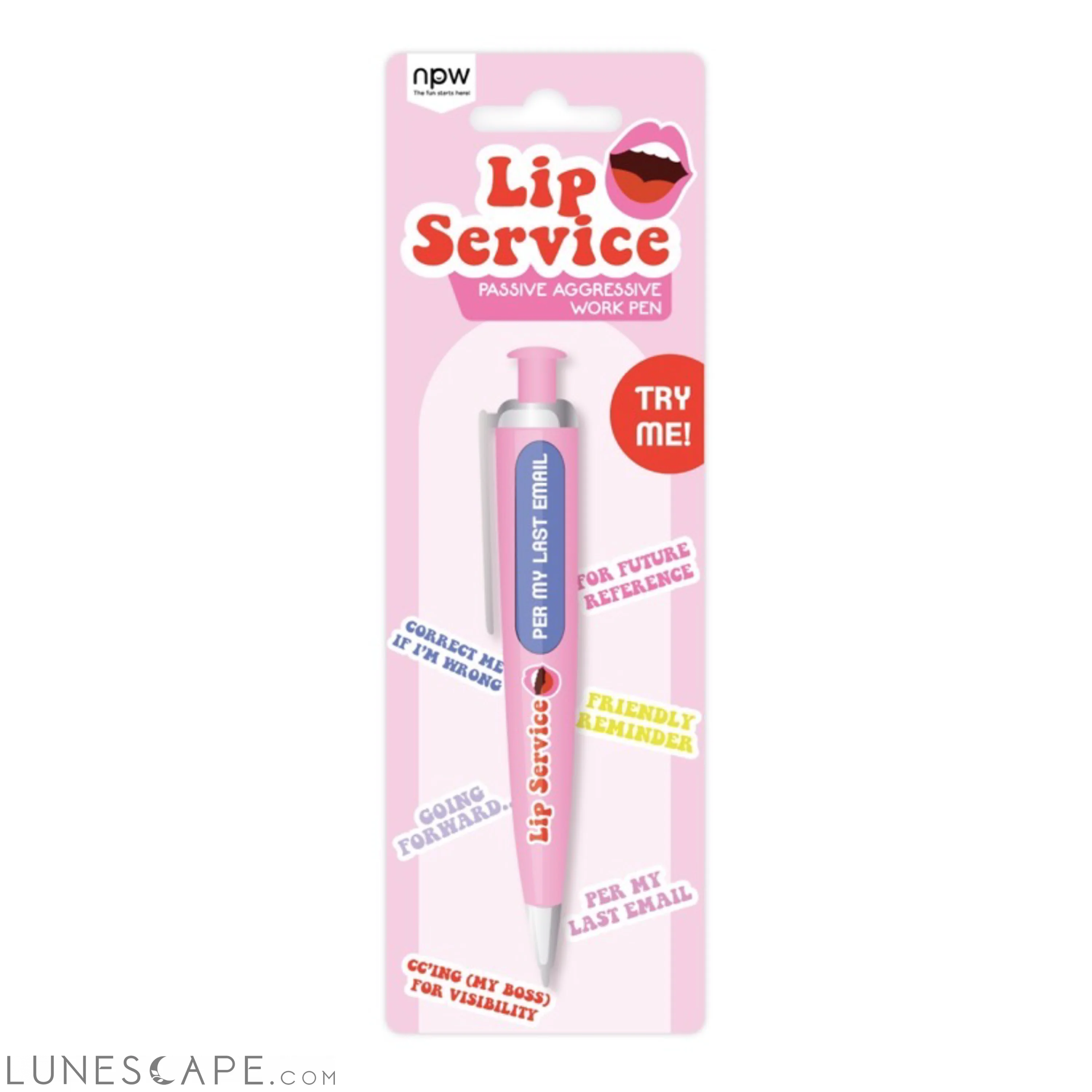 Lip Service Predict a Pen | Passive Aggressive Work Pen | 6 Catchy LUNESCAPE