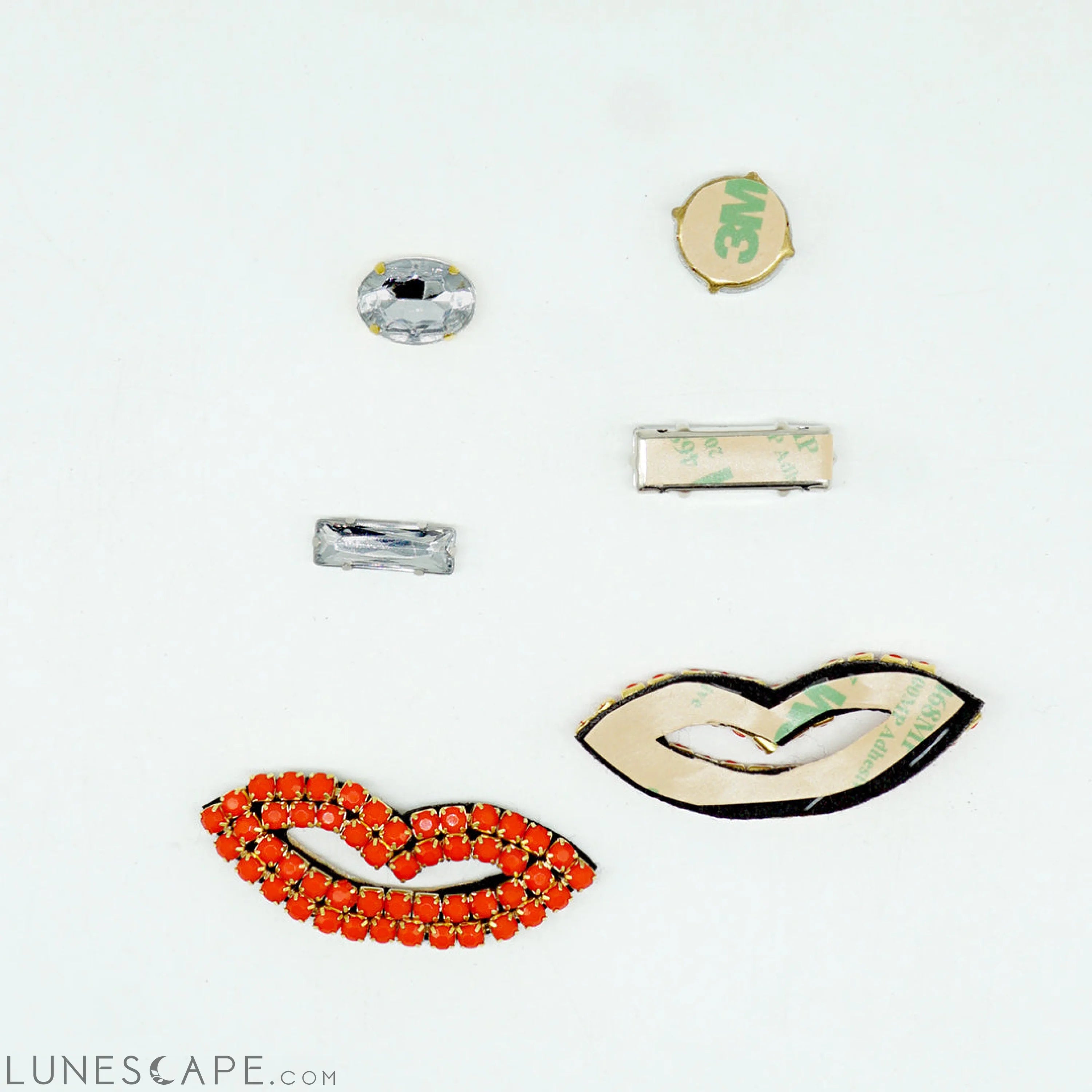 Lips and Crystals-Sticker Patch in the Box -Red Crystal Embroidery Motifs LUNESCAPE