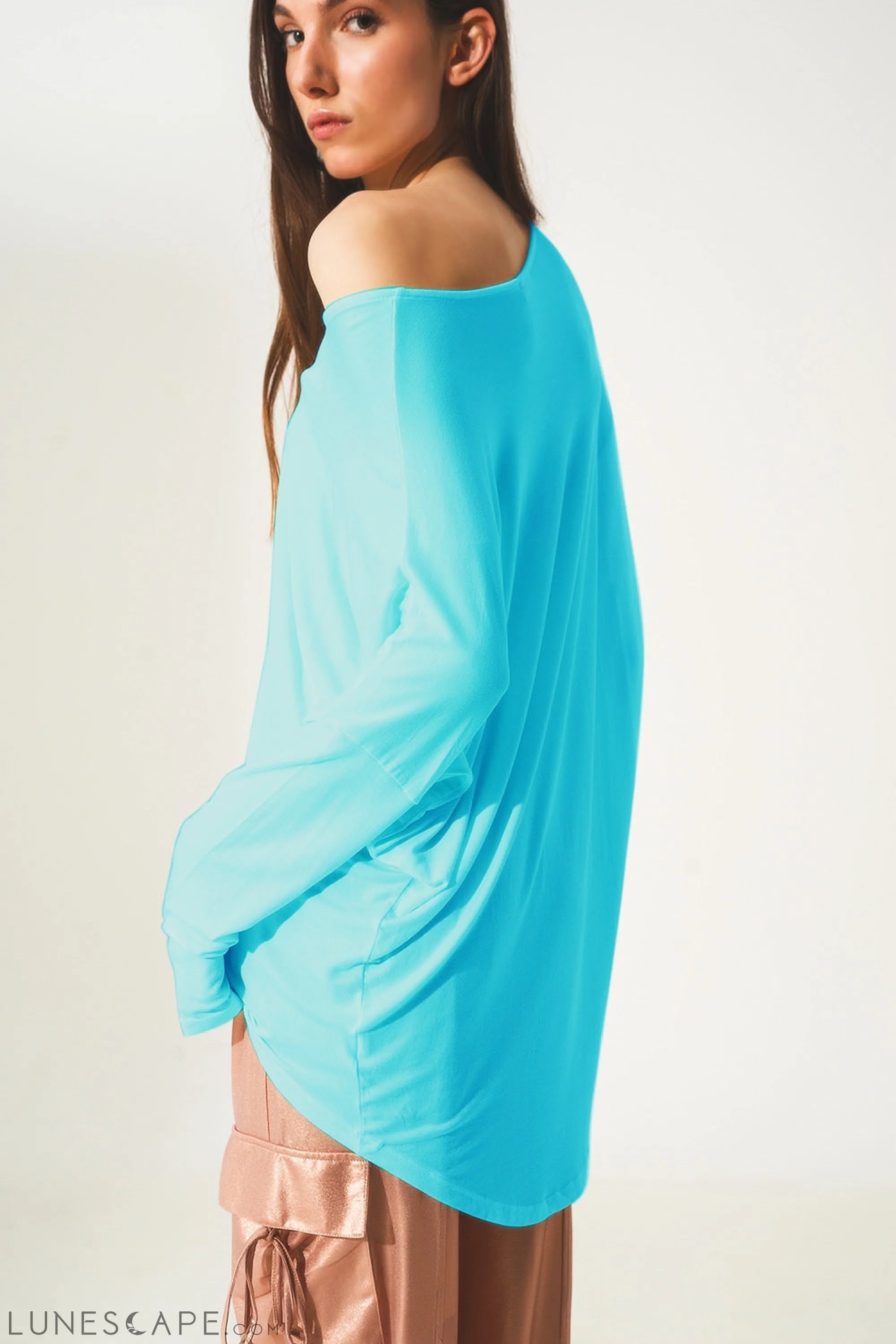 Long Sleeve Top in Modal Blue LUNESCAPE