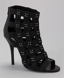 LORRY Black Heeled Open-Toed Gladiator Style Cage Sandal LUNESCAPE