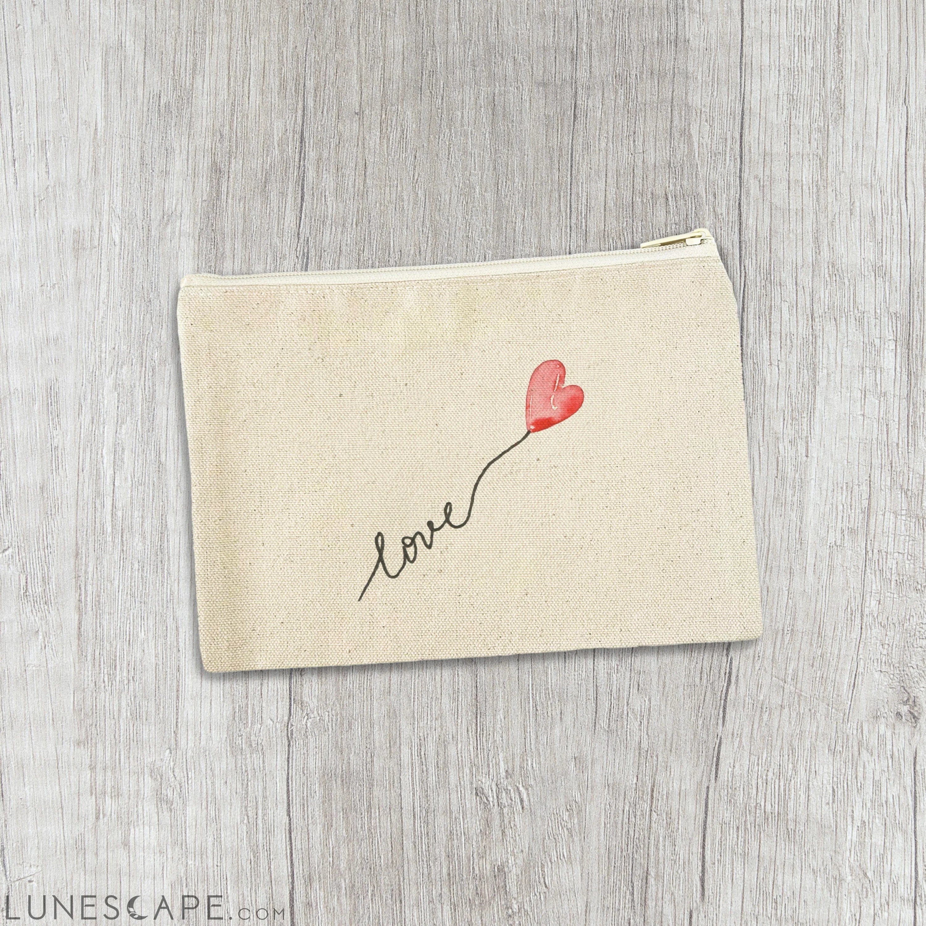 Love Heart Balloon - Valentine's Day Canvas Zipper Pouch LUNESCAPE
