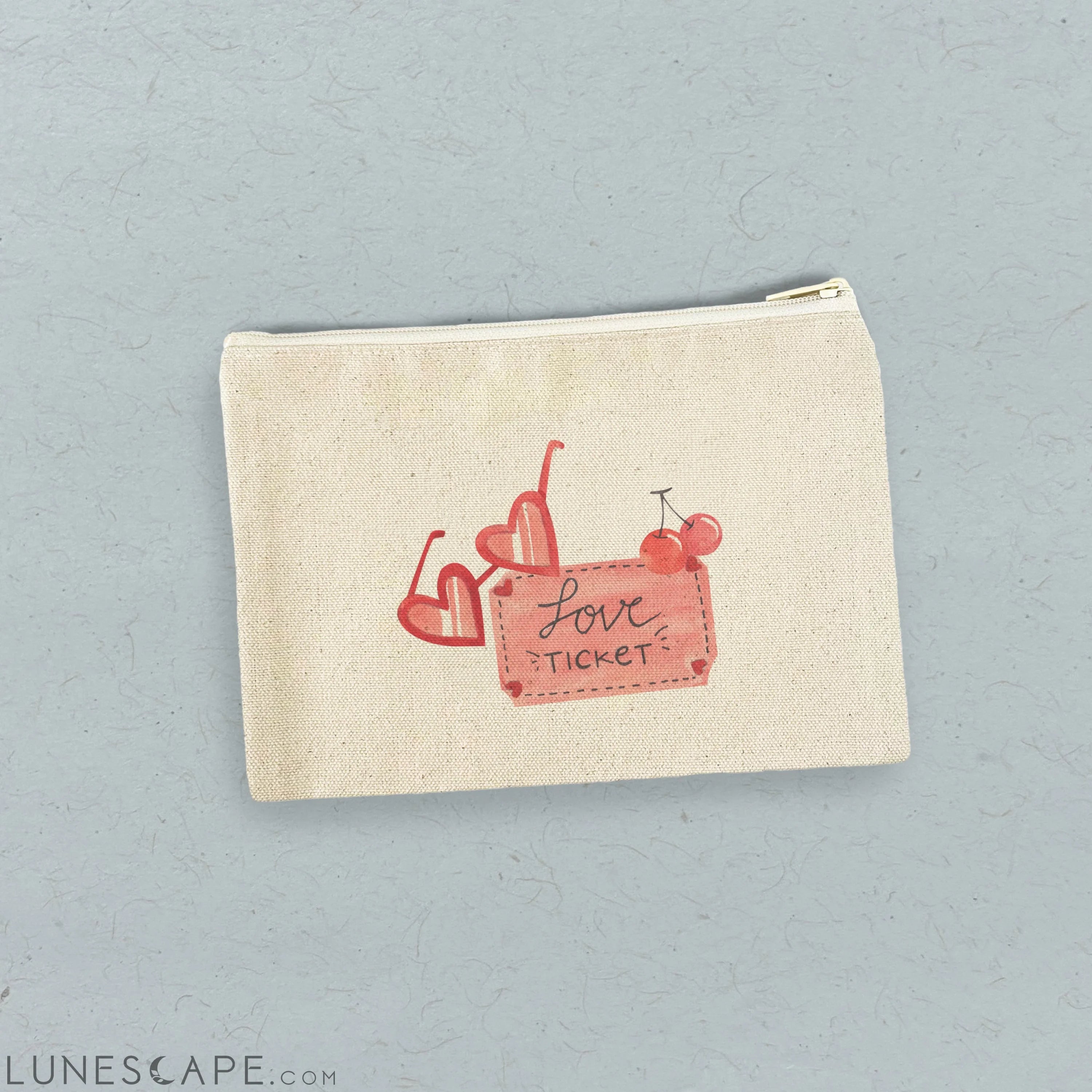 Love Ticket - Valentine's Canvas Zipper Pouch LUNESCAPE