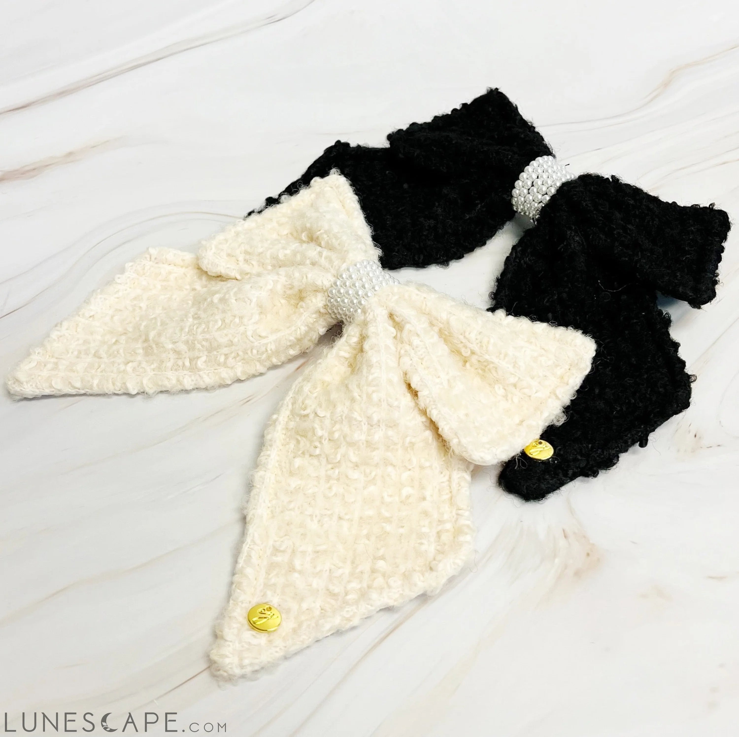 Lovely Tweed Bow Hair Clip LUNESCAPE