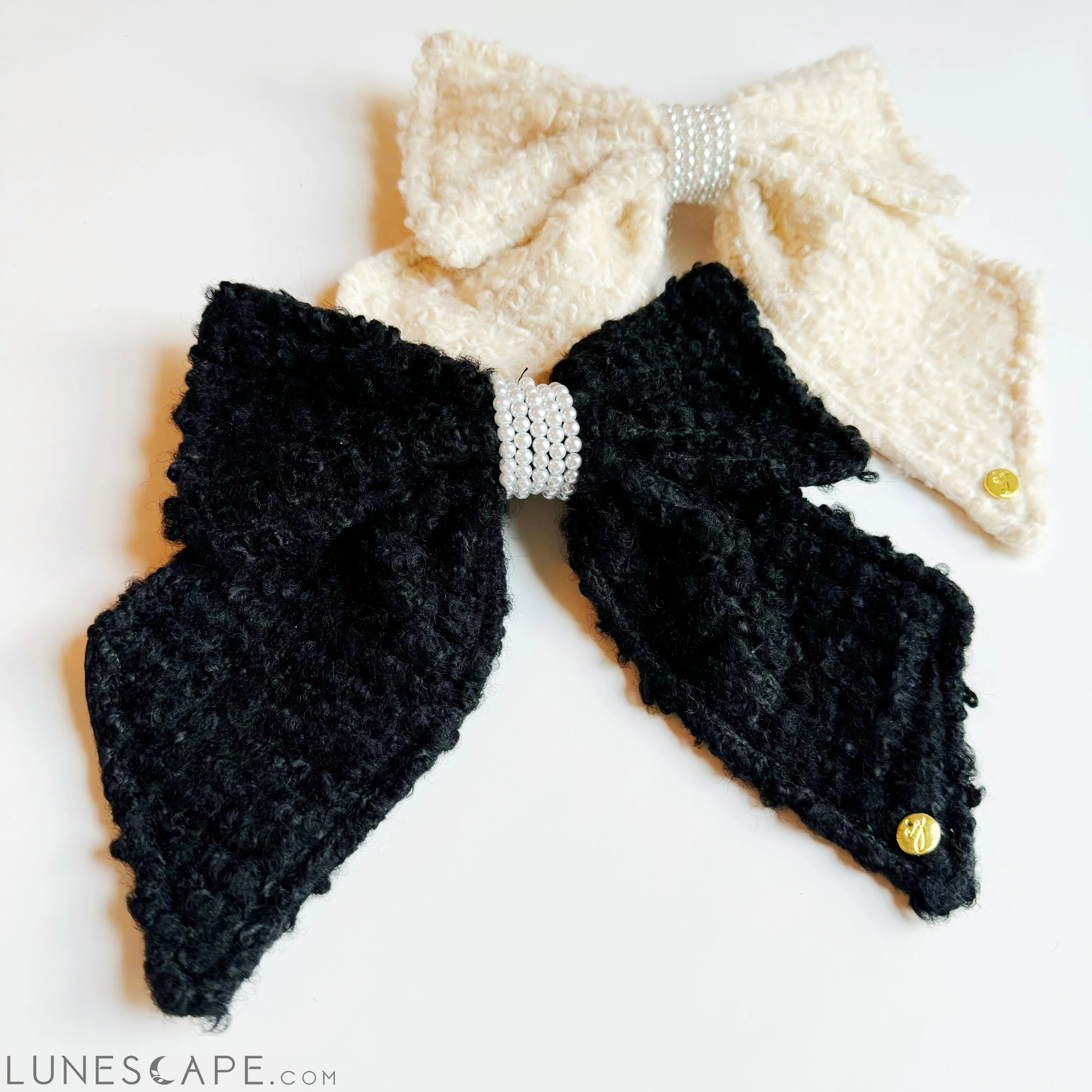 Lovely Tweed Bow Hair Clip LUNESCAPE