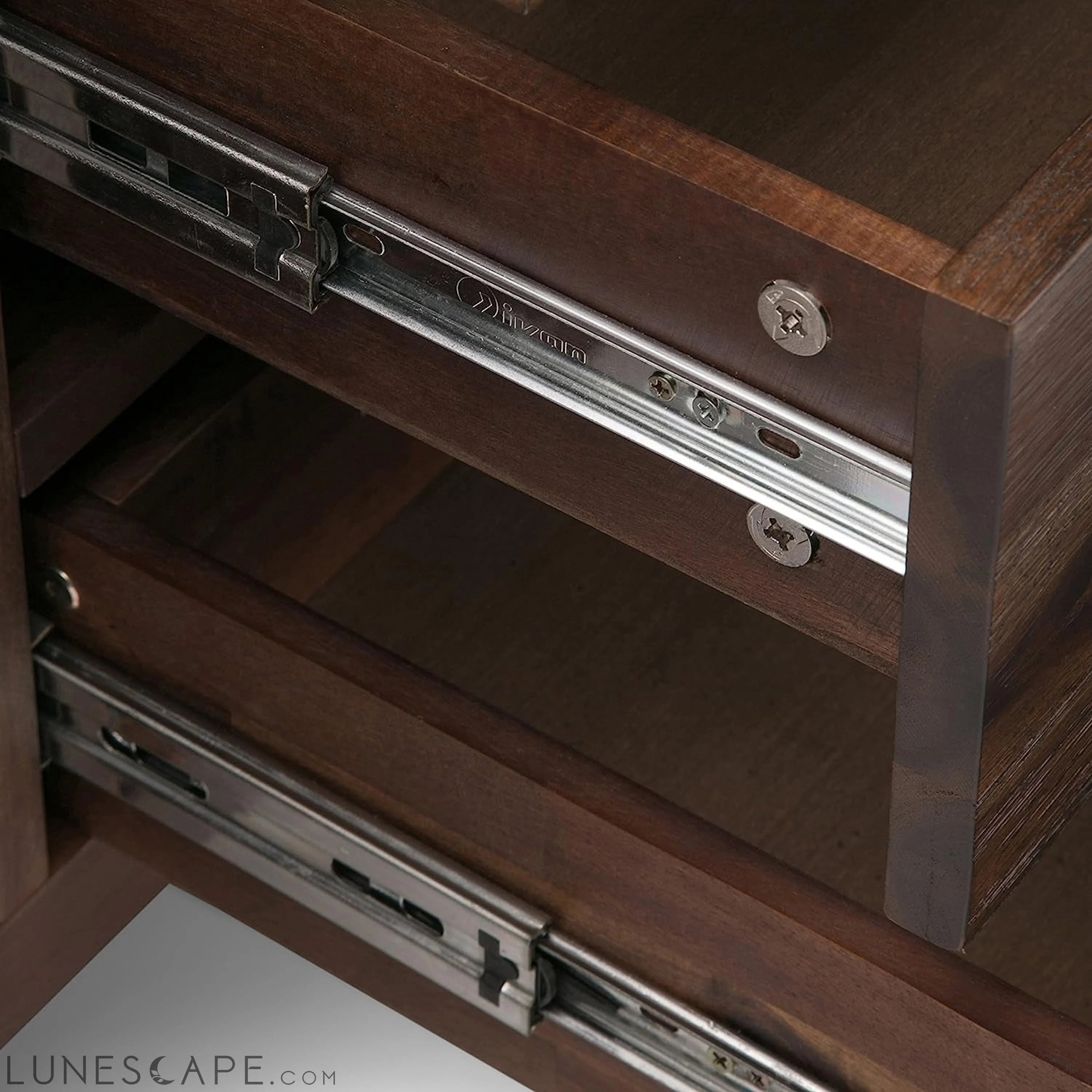 Lowry SOLID ACACIA WOOD 60 Inch Modern Industrial Sideboard Buffet and LUNESCAPE
