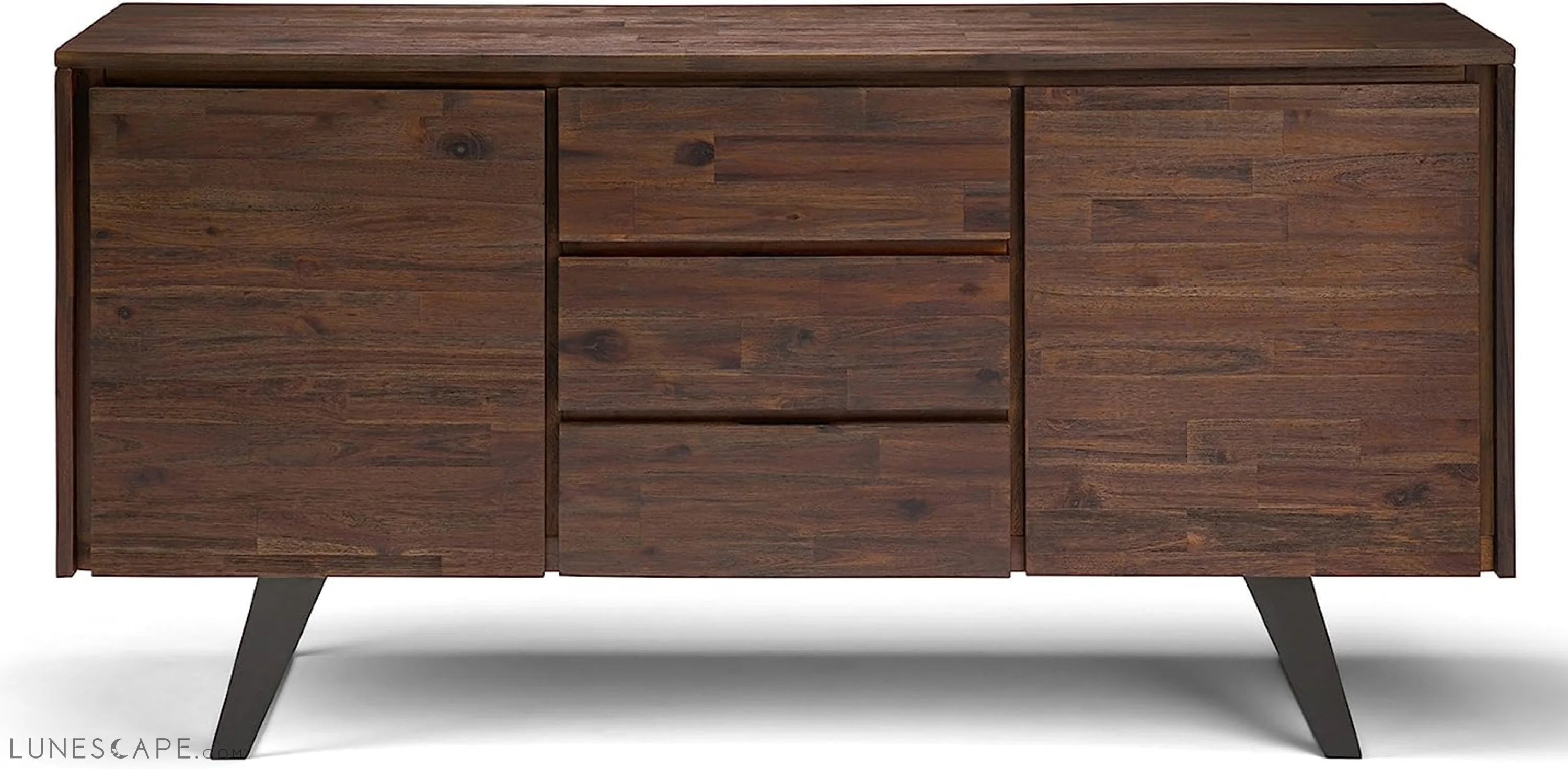 Lowry SOLID ACACIA WOOD 60 Inch Modern Industrial Sideboard Buffet and LUNESCAPE