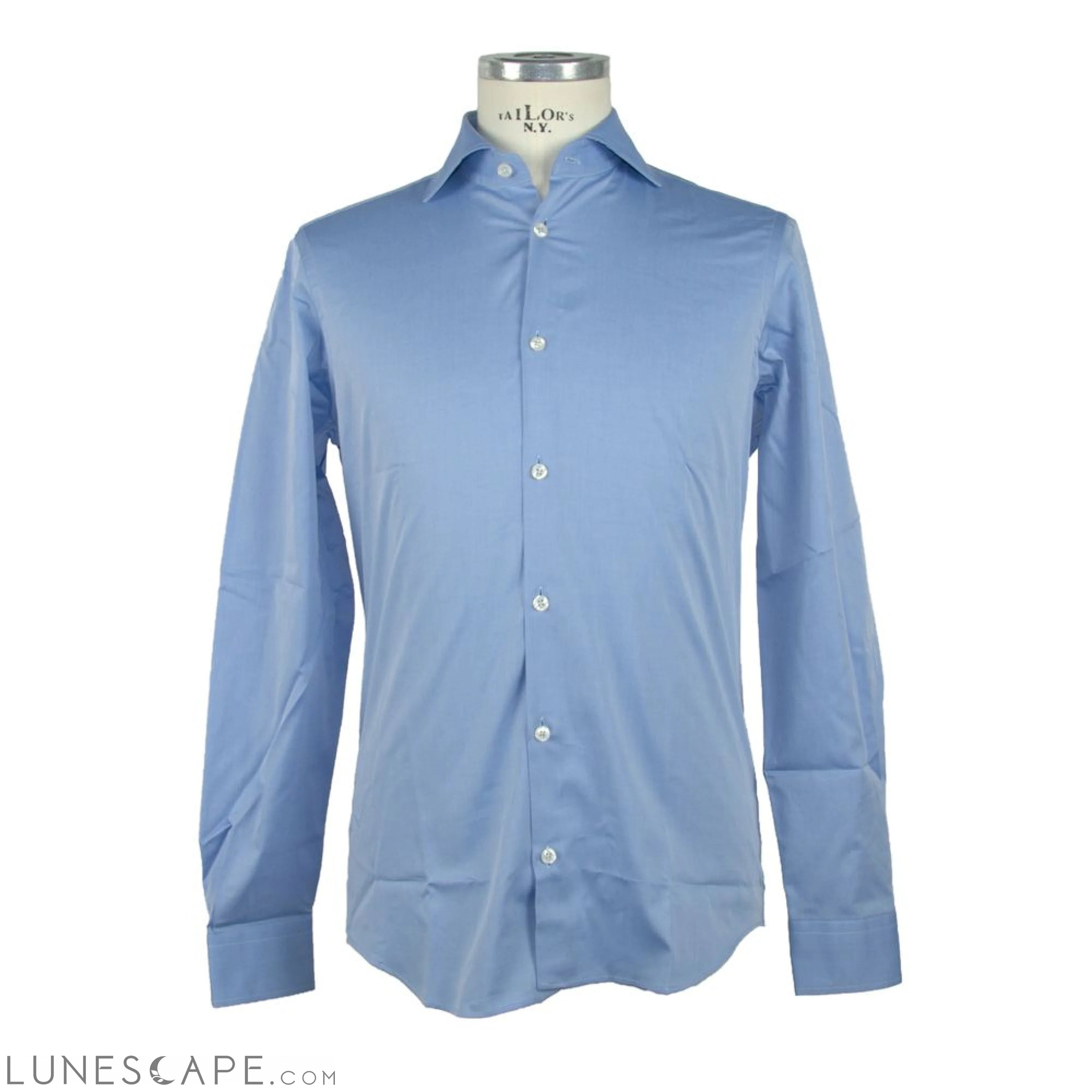 Lunescape Made in Italy Elegance Unleashed Light Blue Cotton Shirt LUNESCAPE