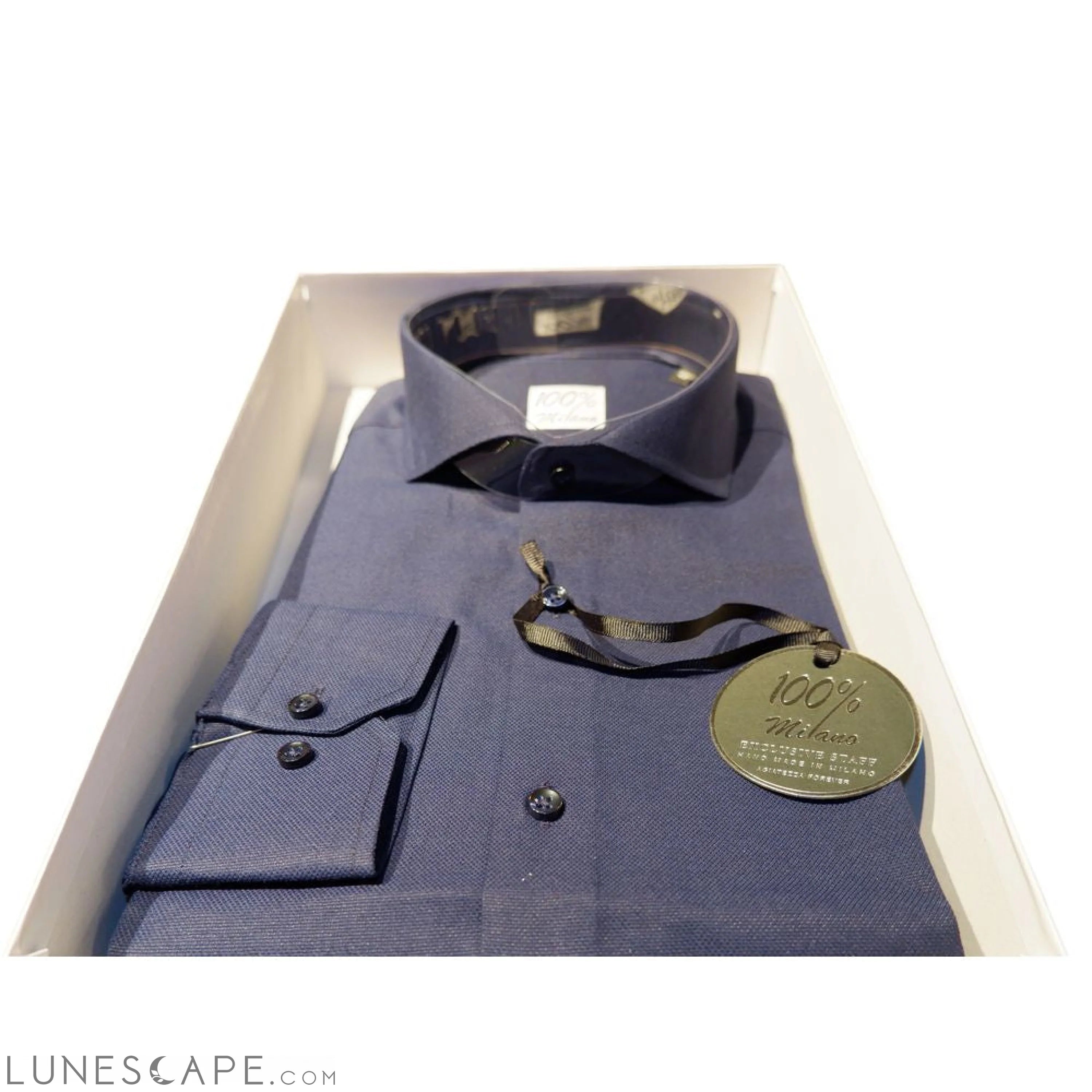 Lunescape Made in Italy Elegant Blue Oxford Shirt for Men LUNESCAPE