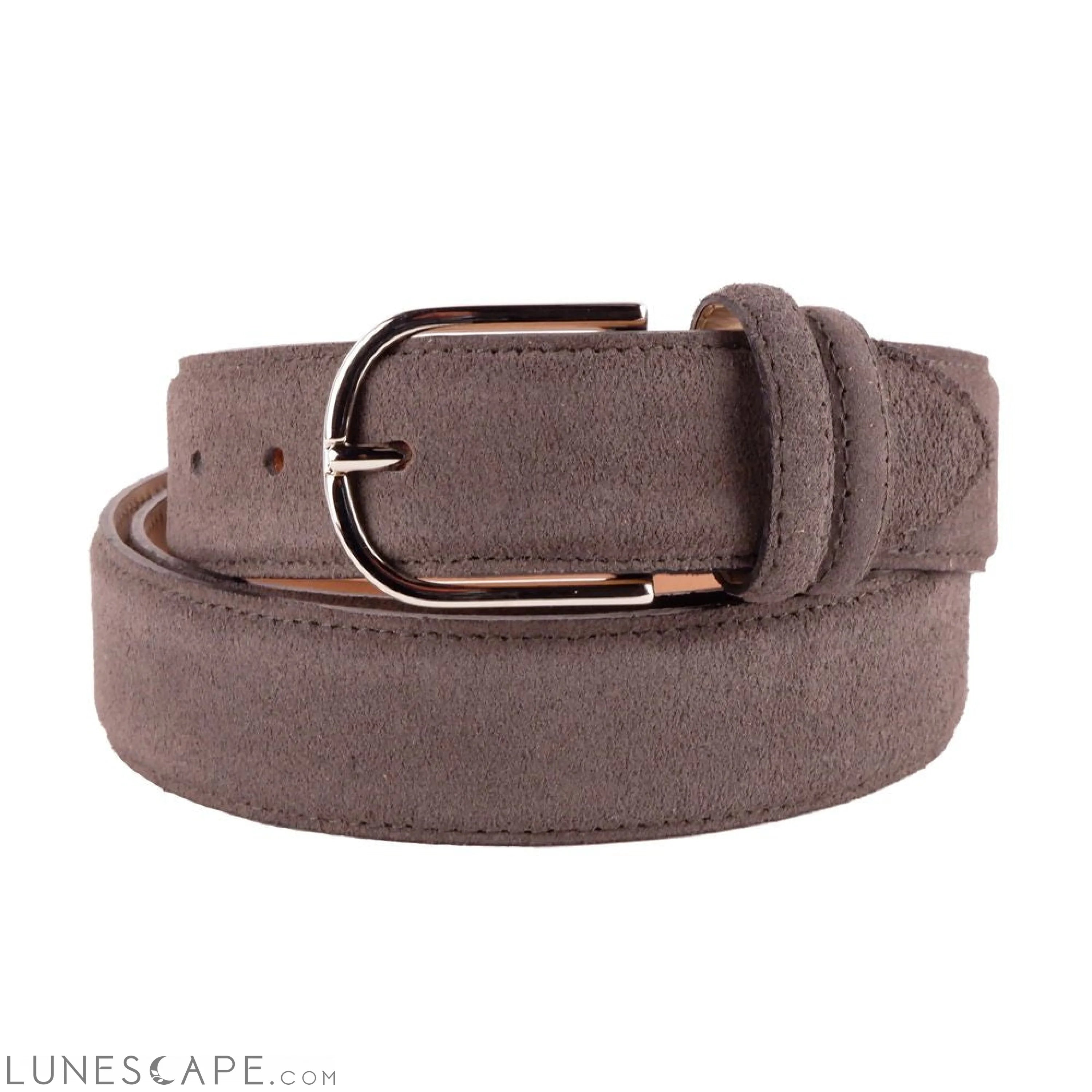 Lunescape Made in Italy Elegant Gray Suede Calfskin Belt LUNESCAPE