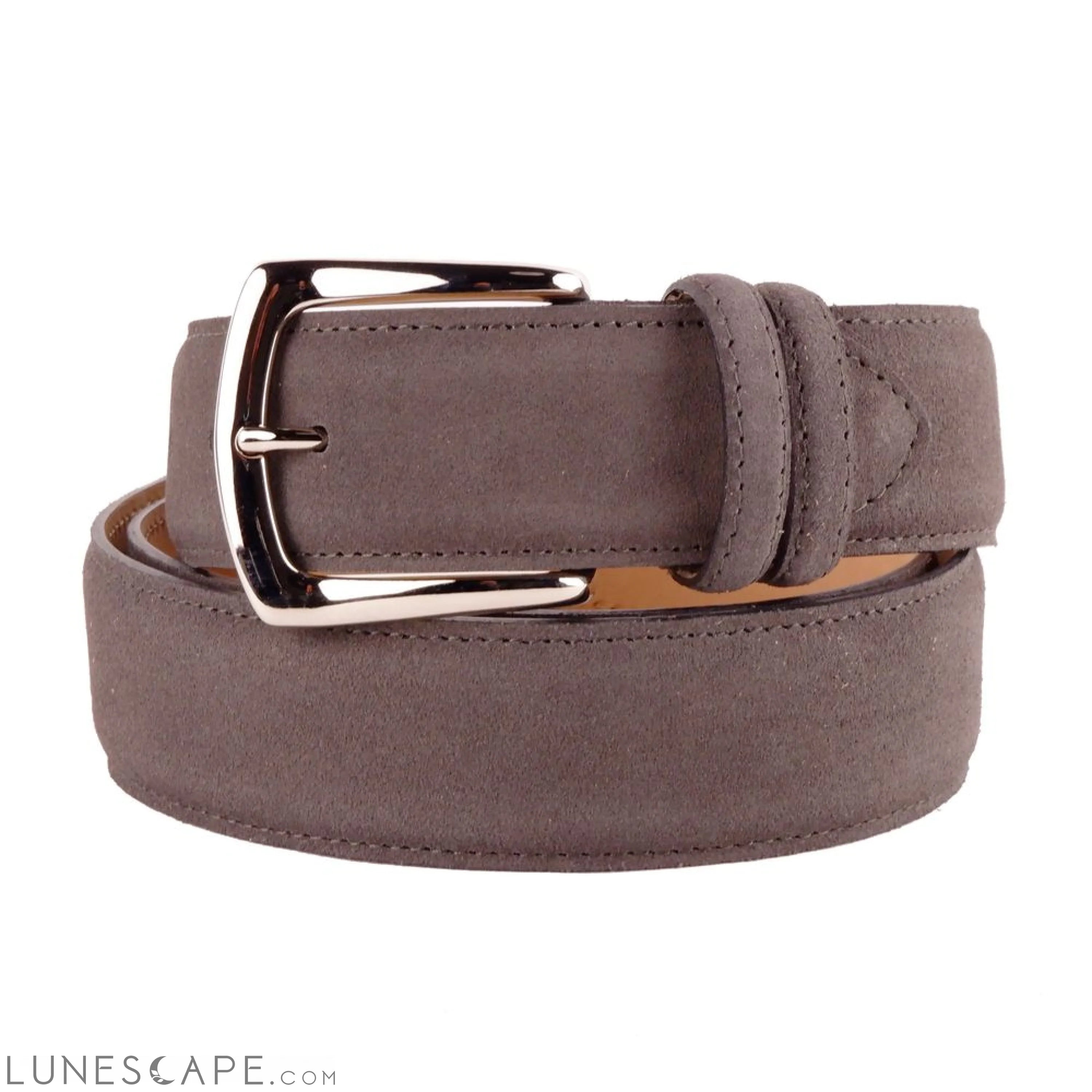 Lunescape Made in Italy Elegant Grey Suede Calfskin Belt LUNESCAPE