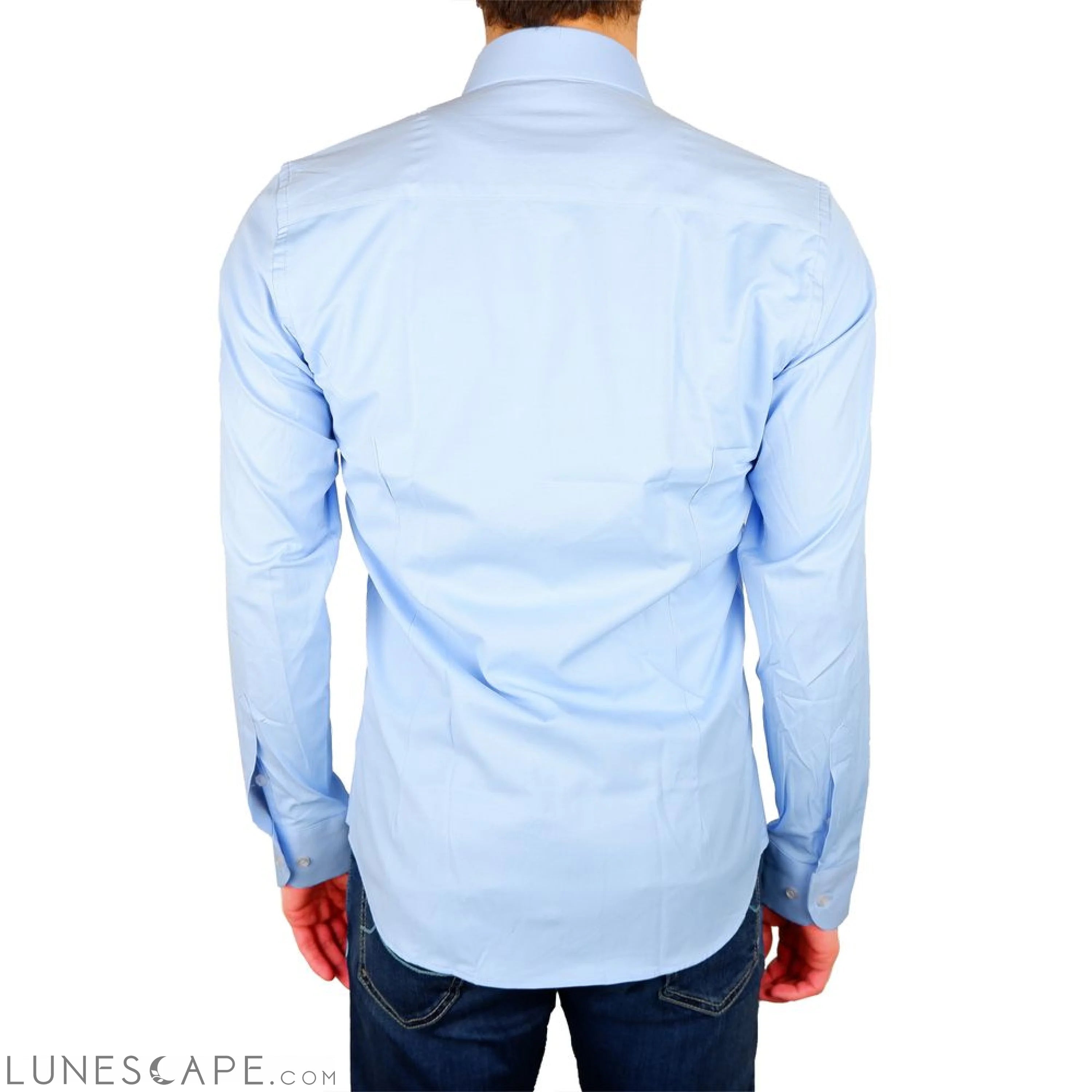 Lunescape Made in Italy Elegant Light Blue Satin Milano Shirt LUNESCAPE