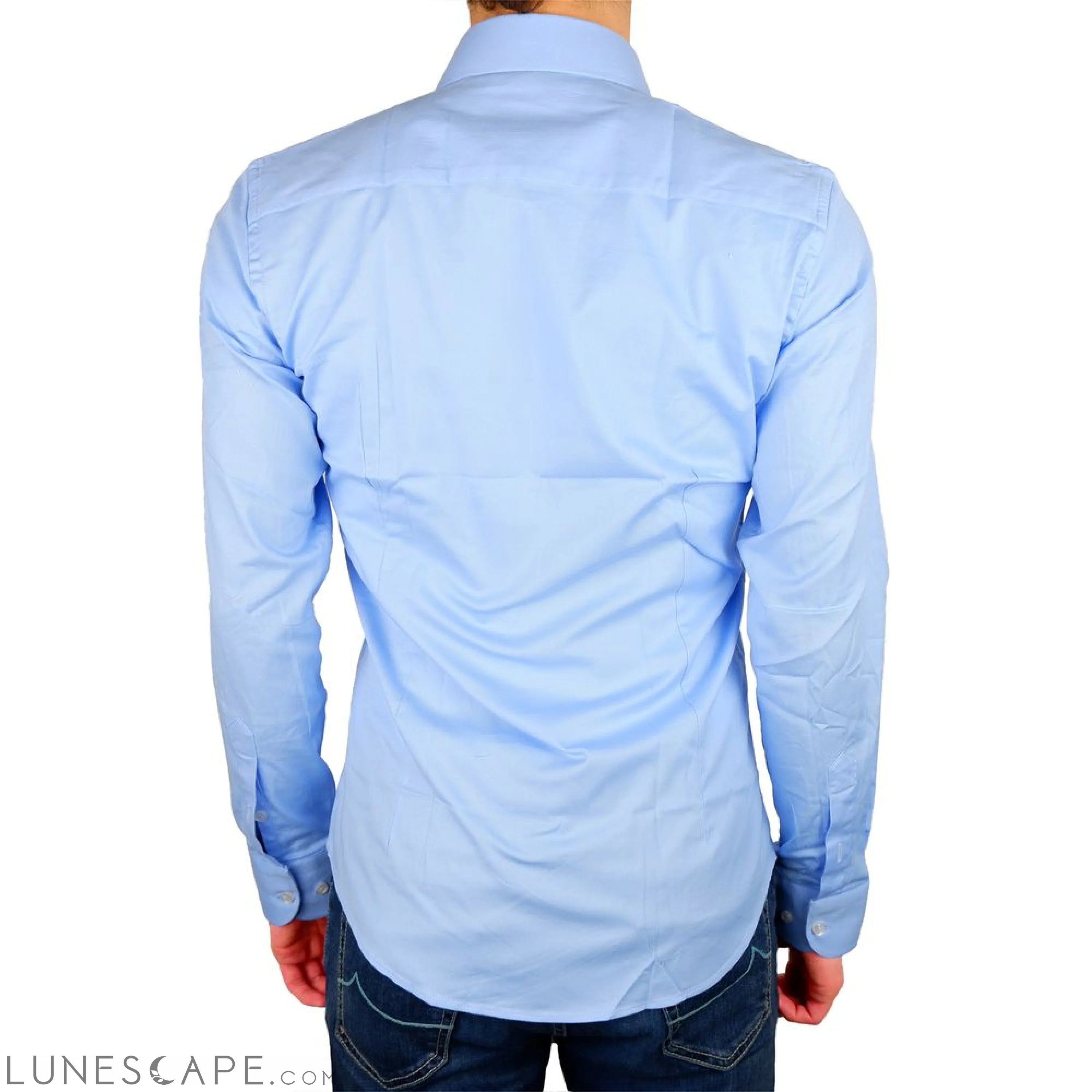 Lunescape Made in Italy Elegant Milano Light Blue Gabardin Shirt LUNESCAPE