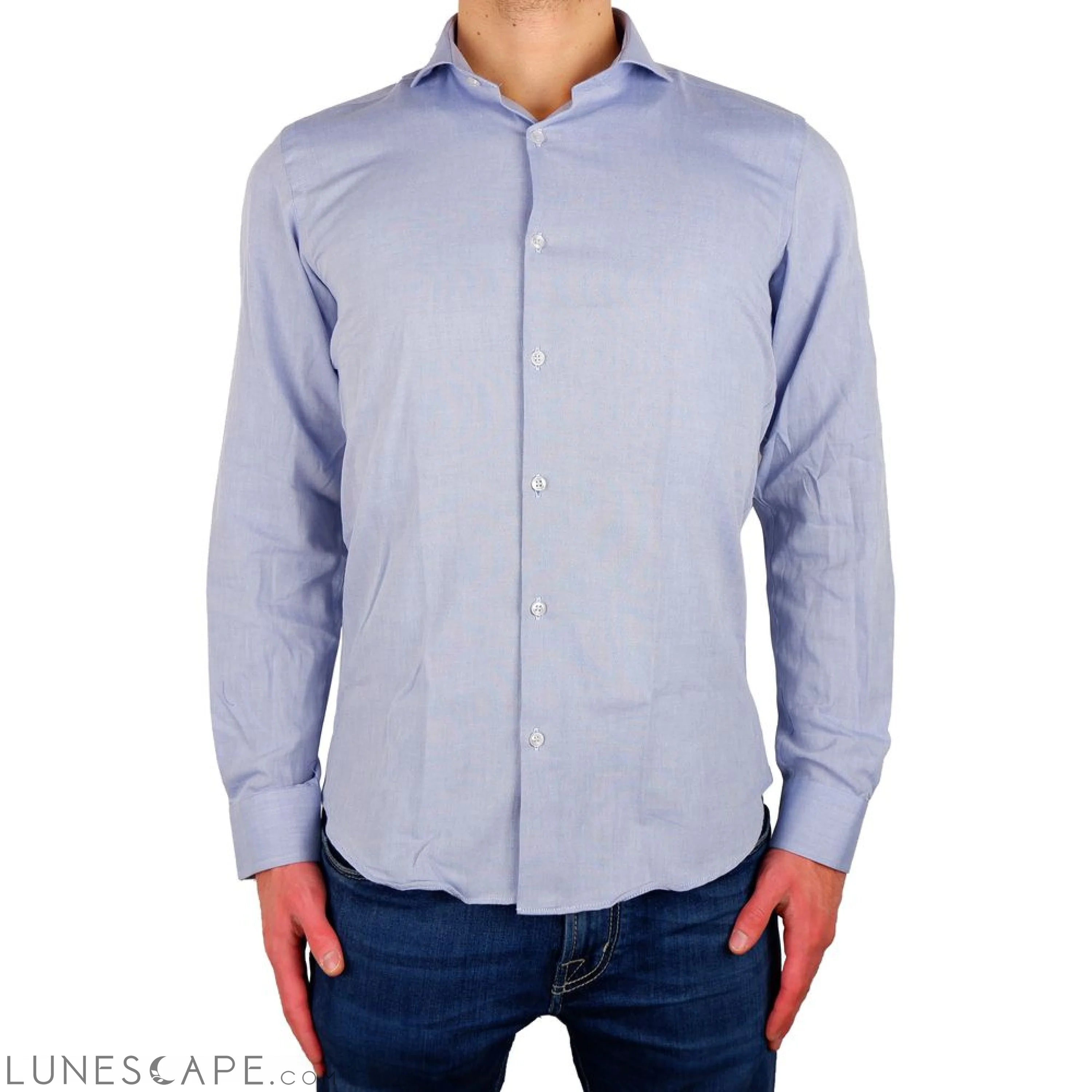 Lunescape Made in Italy Elegant Milano Light Blue Oxford Shirt LUNESCAPE