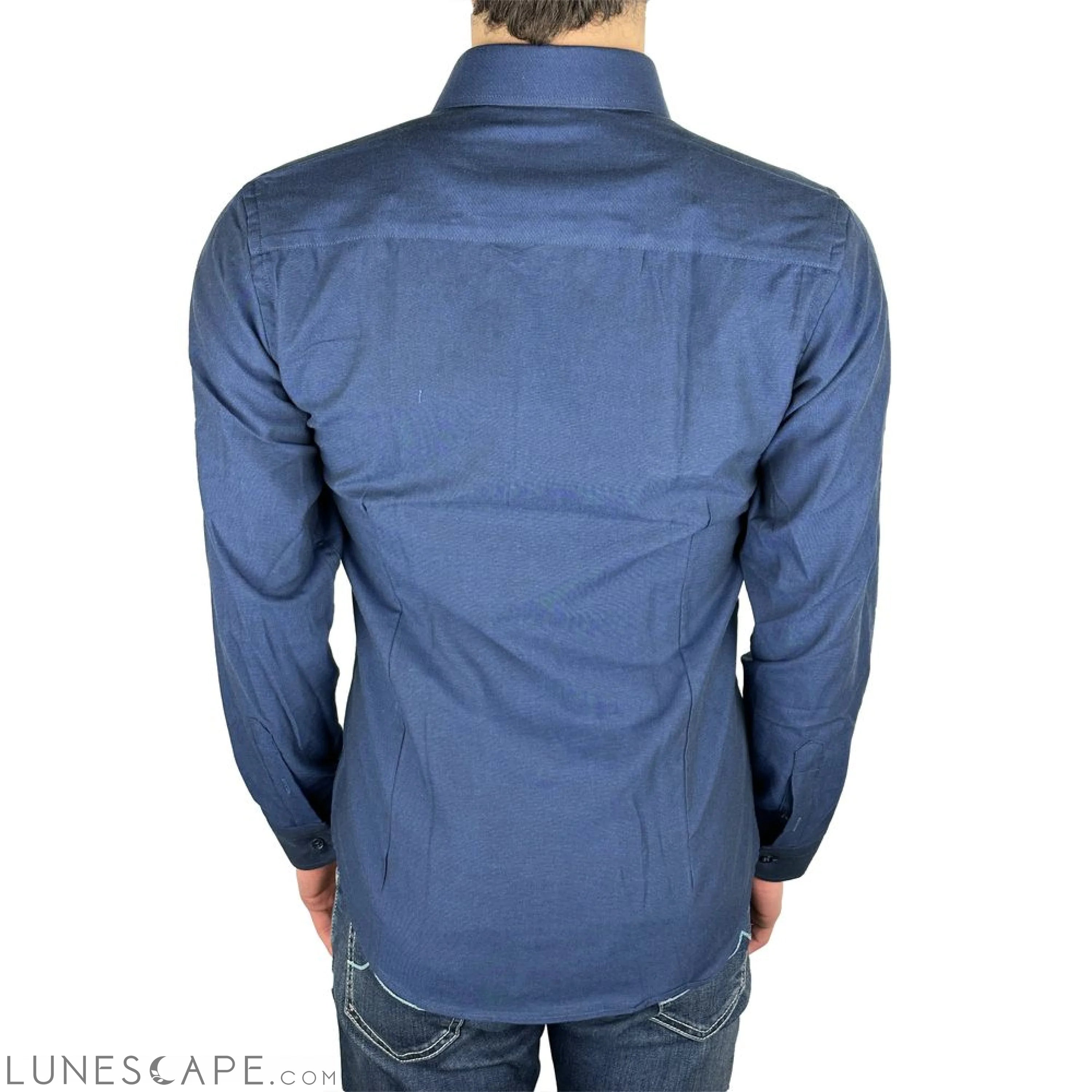 Lunescape Made in Italy Elegant Milano Solid Blue Oxford Shirt LUNESCAPE