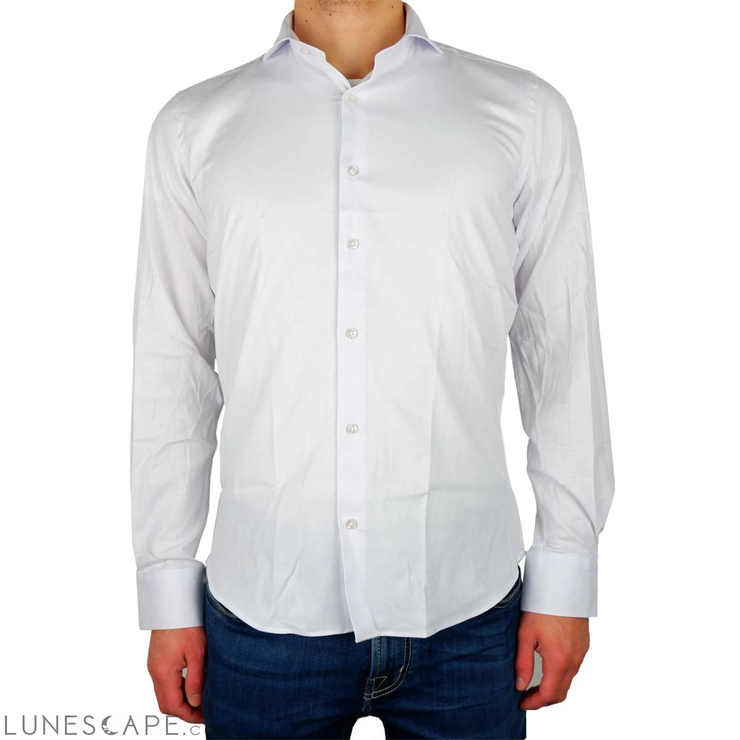 Lunescape Made in Italy Elegant Milano White Gabardine Shirt LUNESCAPE